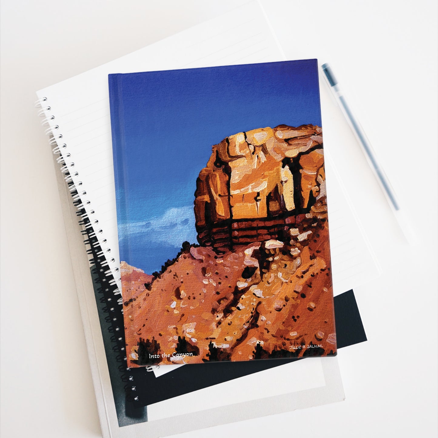 "Into the Canyon", Southwest Landscape, Oil on Canvas Art Print, Hardcover Journal—Lined or Blank