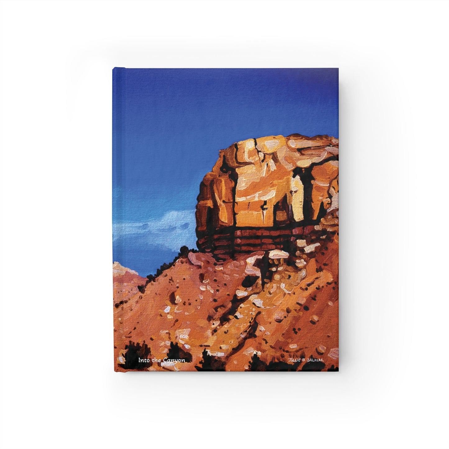 "Into the Canyon", Southwest Landscape, Oil on Canvas Art Print, Hardcover Journal—Lined or Blank