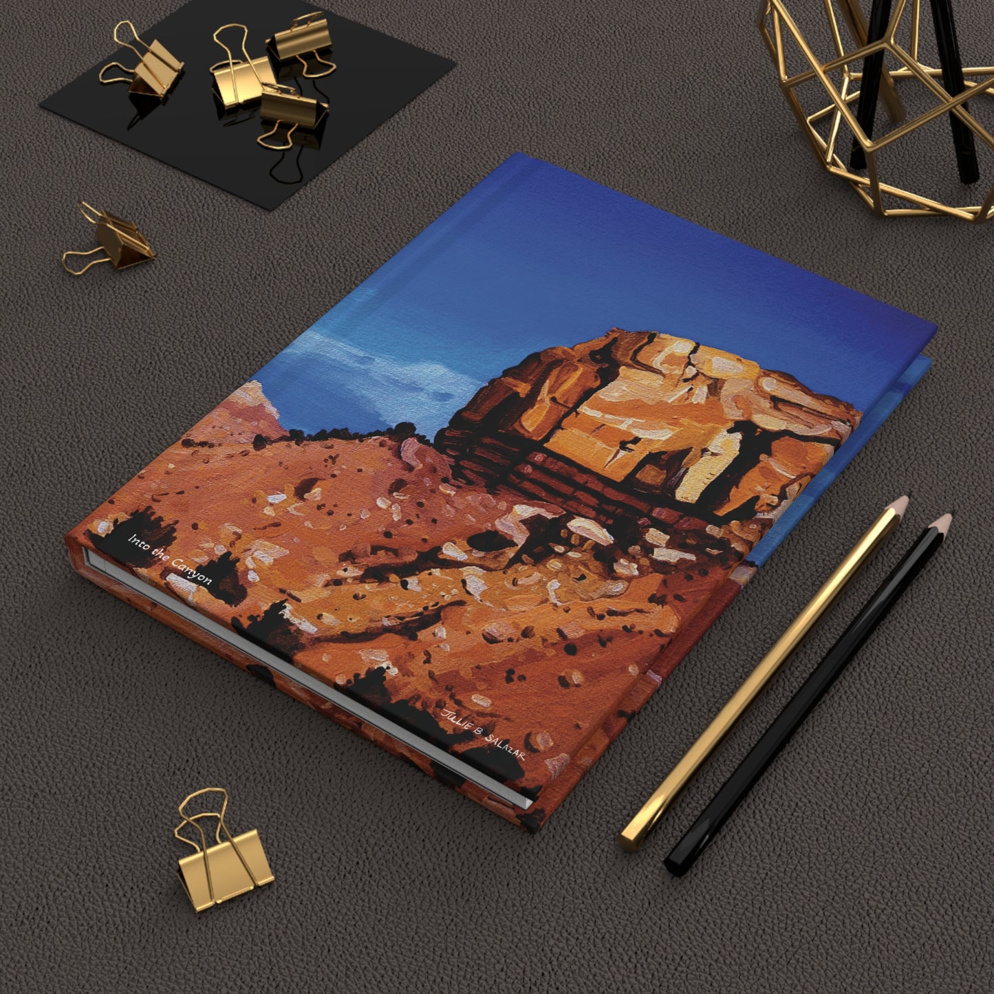 "Into the Canyon", Southwest Landscape, Oil on Canvas Art Print, Hardcover Journal—Lined or Blank