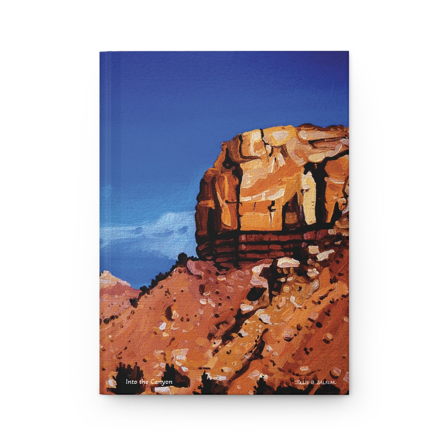 "Into the Canyon", Southwest Landscape, Oil on Canvas Art Print, Hardcover Journal—Lined or Blank