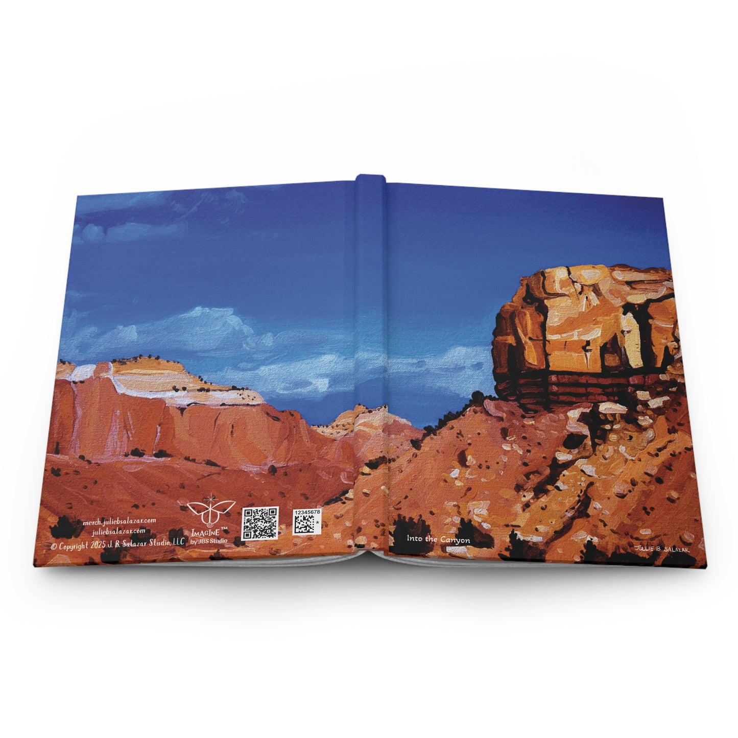 "Into the Canyon", Southwest Landscape, Oil on Canvas Art Print, Hardcover Journal—Lined or Blank