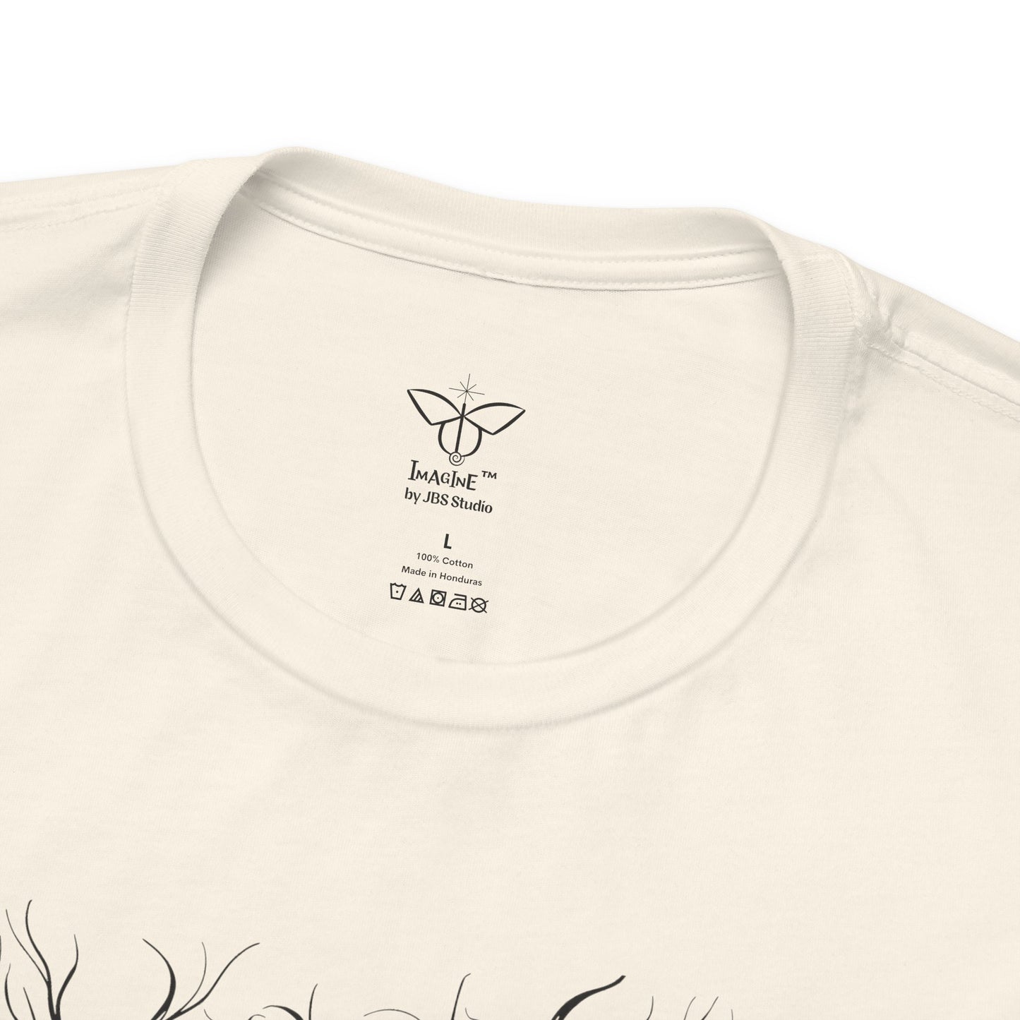 "Life Begins", IMAGINE™ Series, Hand-Drawn Art Print, Bella+Canvas 3001 Unisex Jersey Short Sleeve Tee
