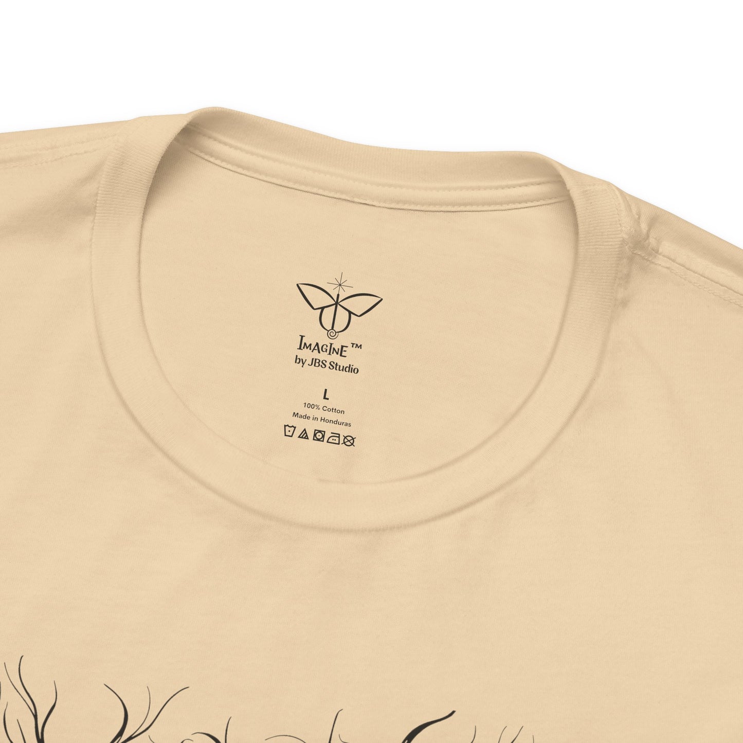 "Life Begins", IMAGINE™ Series, Hand-Drawn Art Print, Bella+Canvas 3001 Unisex Jersey Short Sleeve Tee