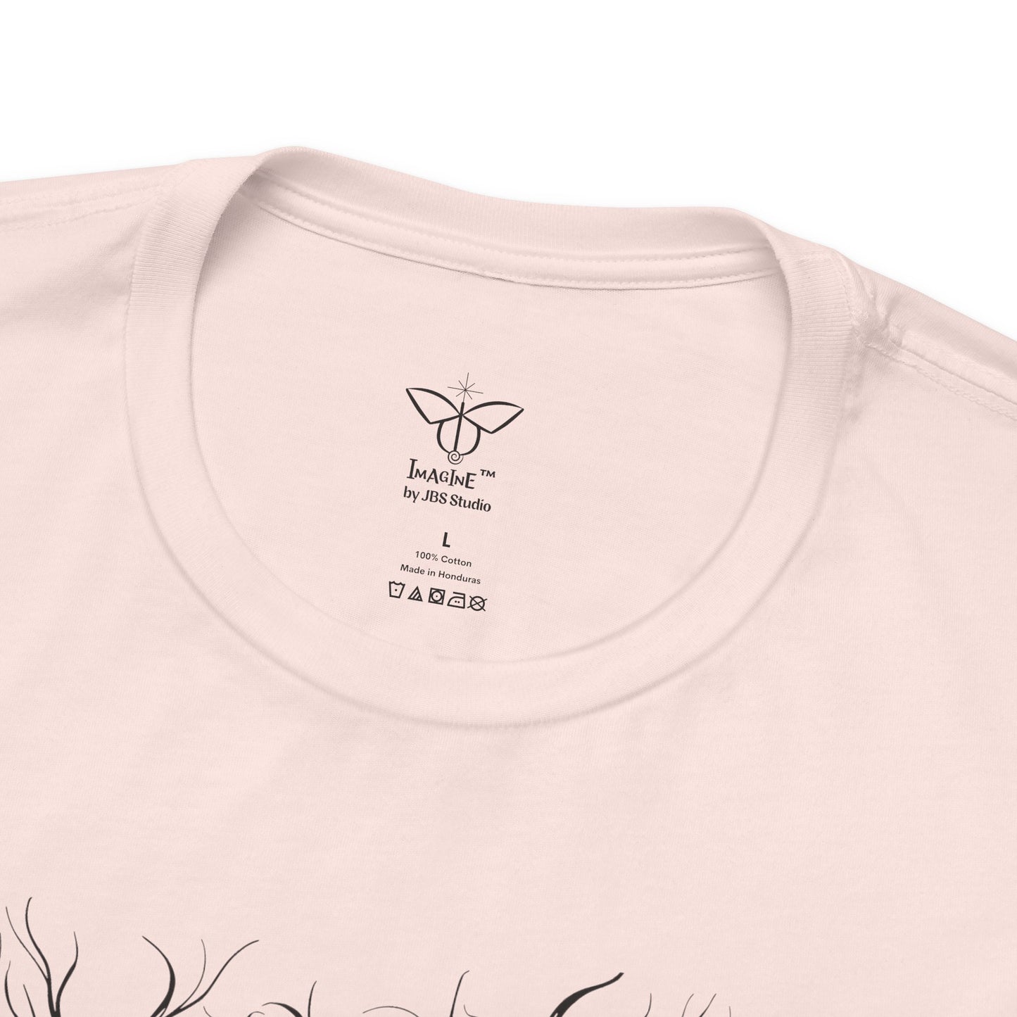 "Life Begins", IMAGINE™ Series, Hand-Drawn Art Print, Bella+Canvas 3001 Unisex Jersey Short Sleeve Tee
