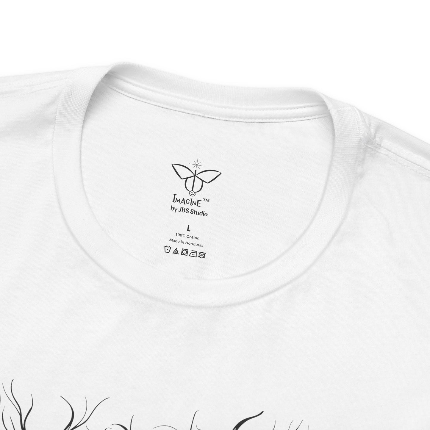 "Life Begins", IMAGINE™ Series, Hand-Drawn Art Print, Bella+Canvas 3001 Unisex Jersey Short Sleeve Tee