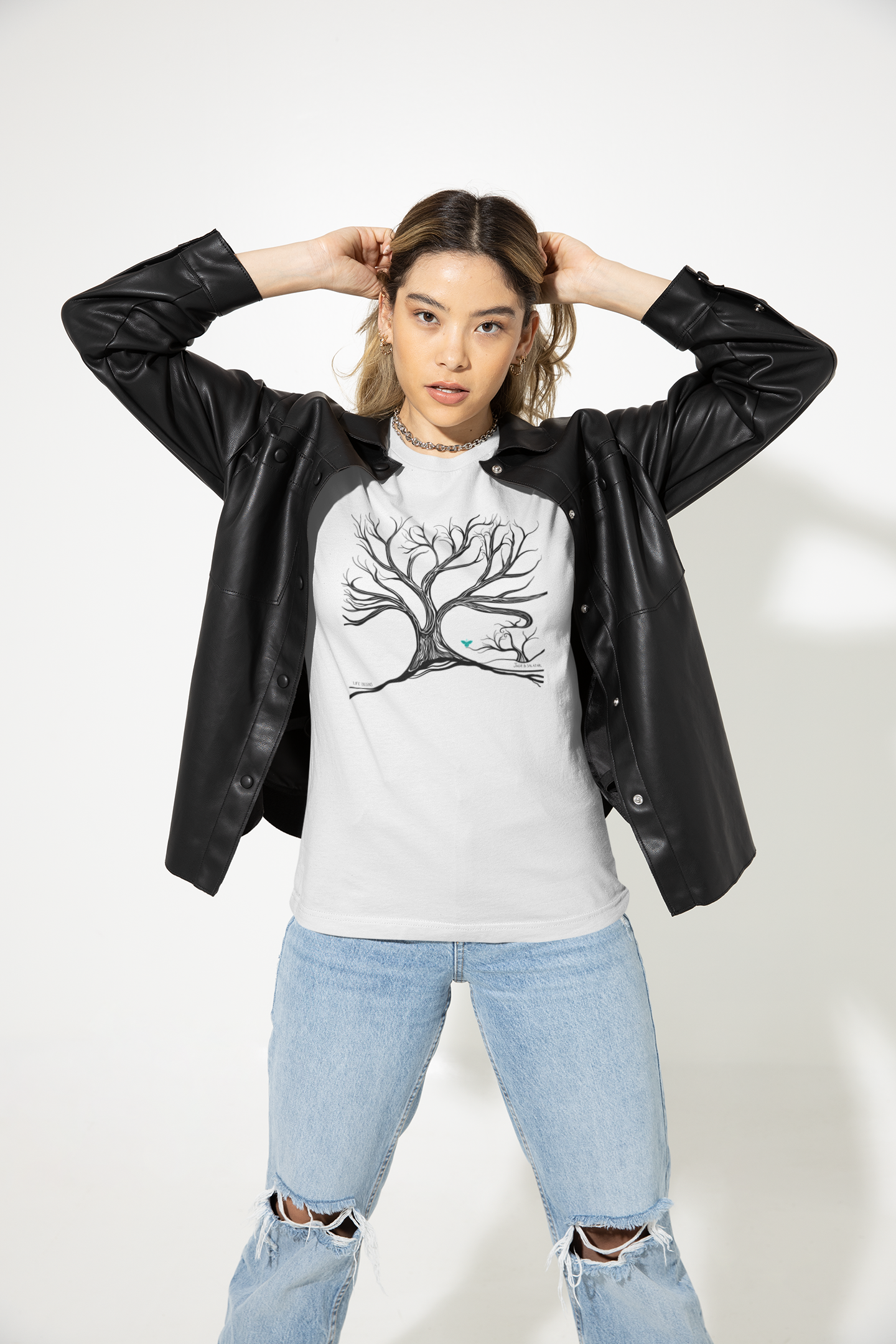 "Life Begins", IMAGINE™ Series, Hand-Drawn Art Print, Bella+Canvas 3001 Unisex Jersey Short Sleeve Tee