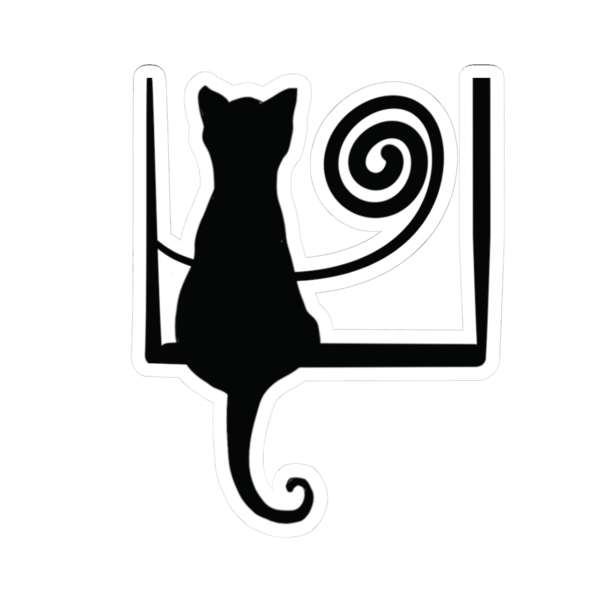 “Midnight Musings”, IMAGINE™ Series, Hand-Drawn Art Print, Kiss-Cut Stickers, Stellar Kitty Cat Collection, 2, 3, 4, 6, inch