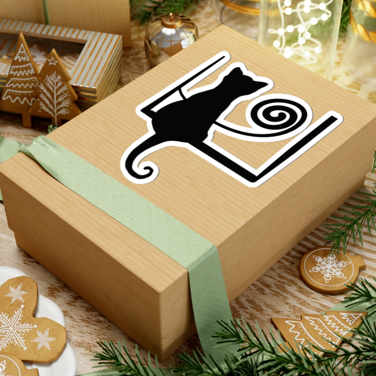 “Midnight Musings”, IMAGINE™ Series, Hand-Drawn Art Print, Kiss-Cut Stickers, Stellar Kitty Cat Collection, 2, 3, 4, 6, inch