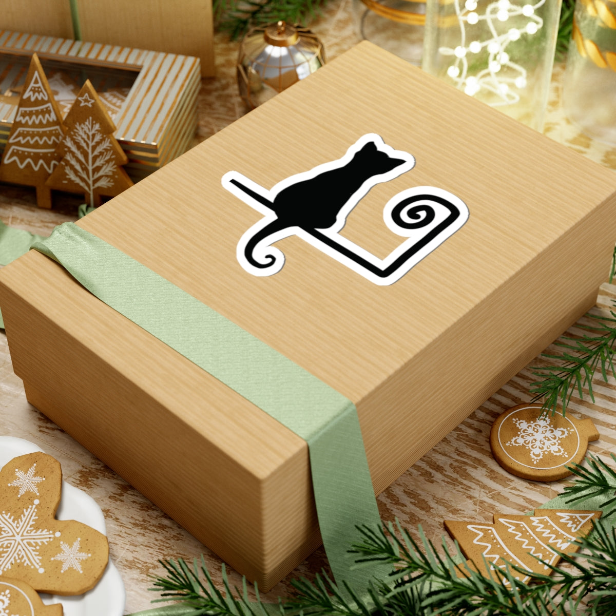 “Night Watch”, IMAGINE™ Series, Hand-Drawn Art Print, Kiss-Cut Stickers, Stellar Kitty Cat Collection, 2, 3, 4, 6, inch