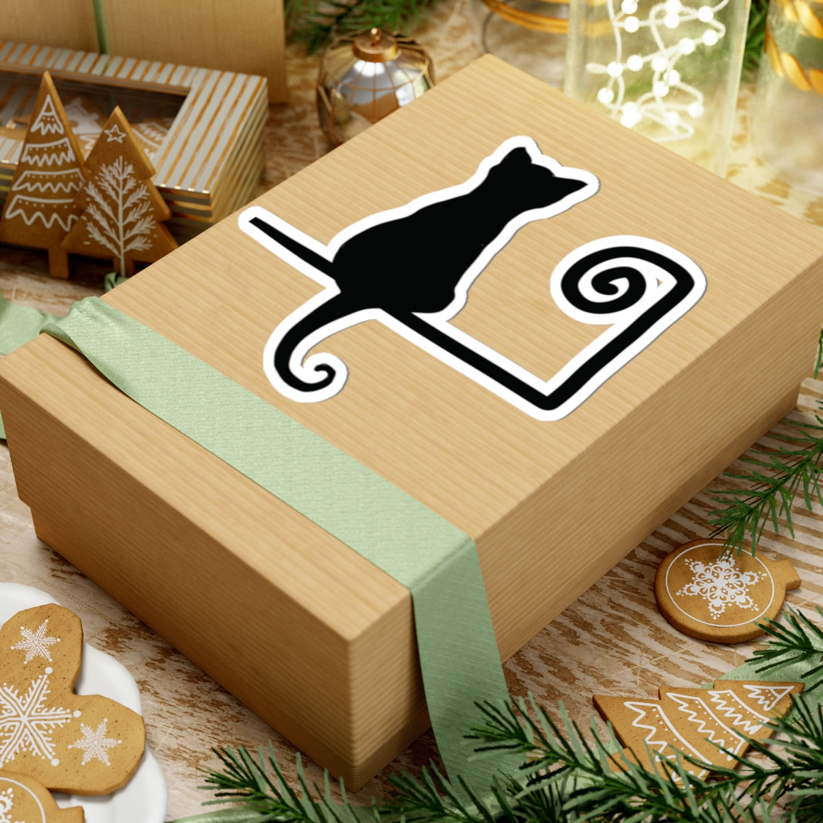 “Night Watch”, IMAGINE™ Series, Hand-Drawn Art Print, Kiss-Cut Stickers, Stellar Kitty Cat Collection, 2, 3, 4, 6, inch