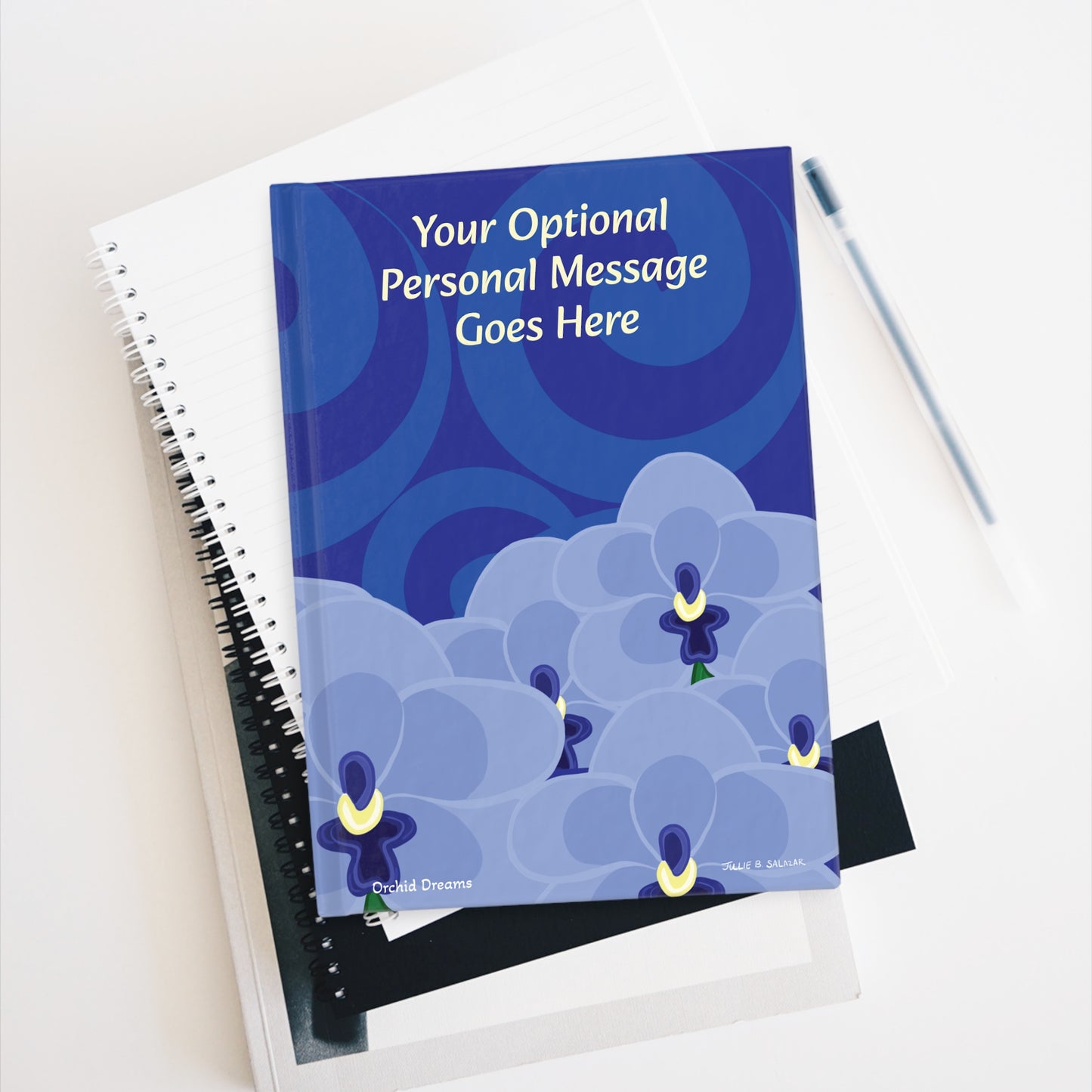 "Orchid Dreams”, IMAGINE™ Series Hand-Drawn Art Print, Hardcover Journal—Option to Personalize—Lined or Blank