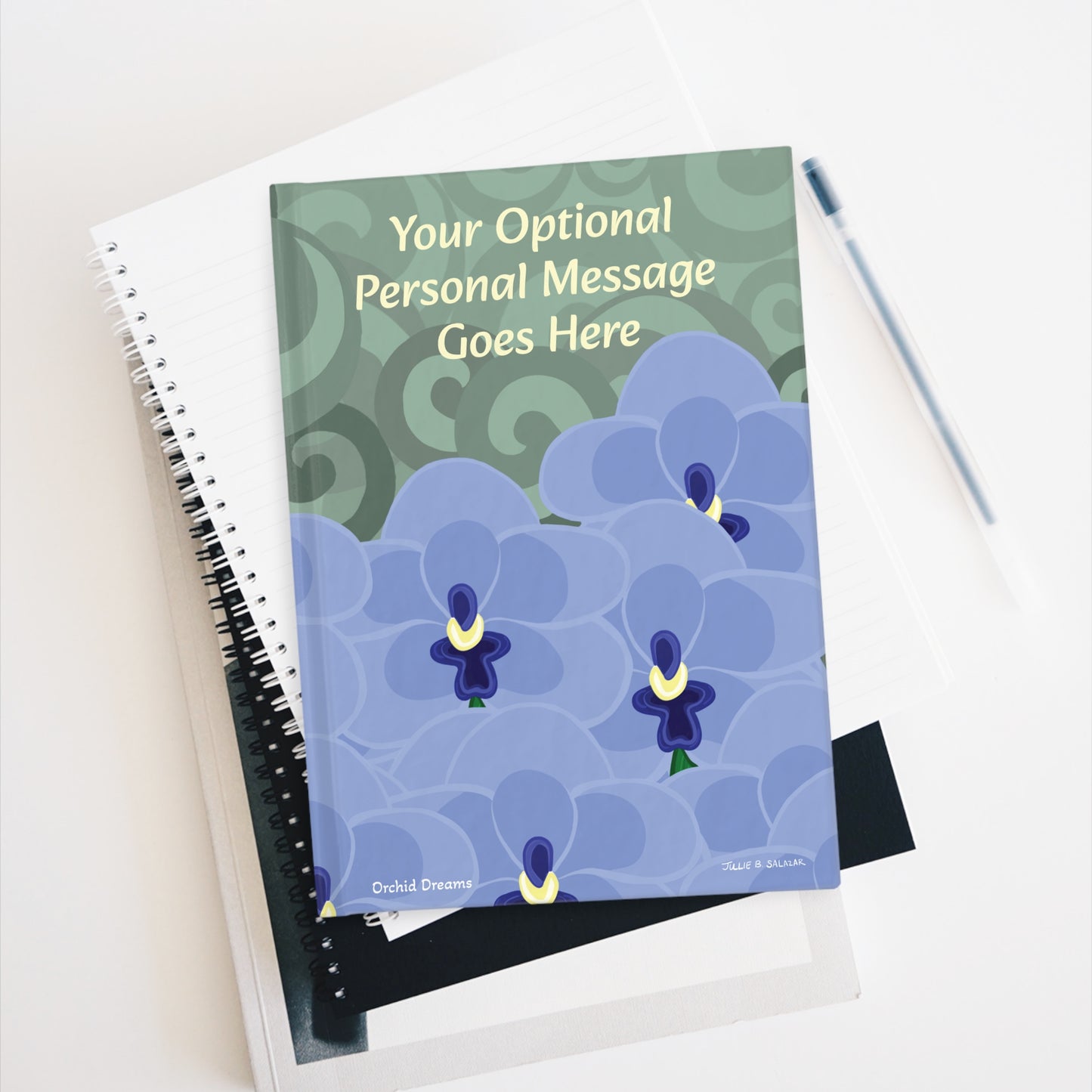 "Orchid Dreams”, IMAGINE™ Series Hand-Drawn Art Print, Hardcover Journal—Option to Personalize—Lined or Blank