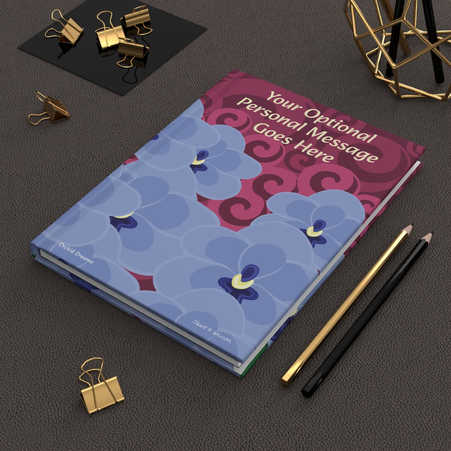 "Orchid Dreams”, IMAGINE™ Series Hand-Drawn Art Print, Hardcover Journal—Option to Personalize—Lined or Blank