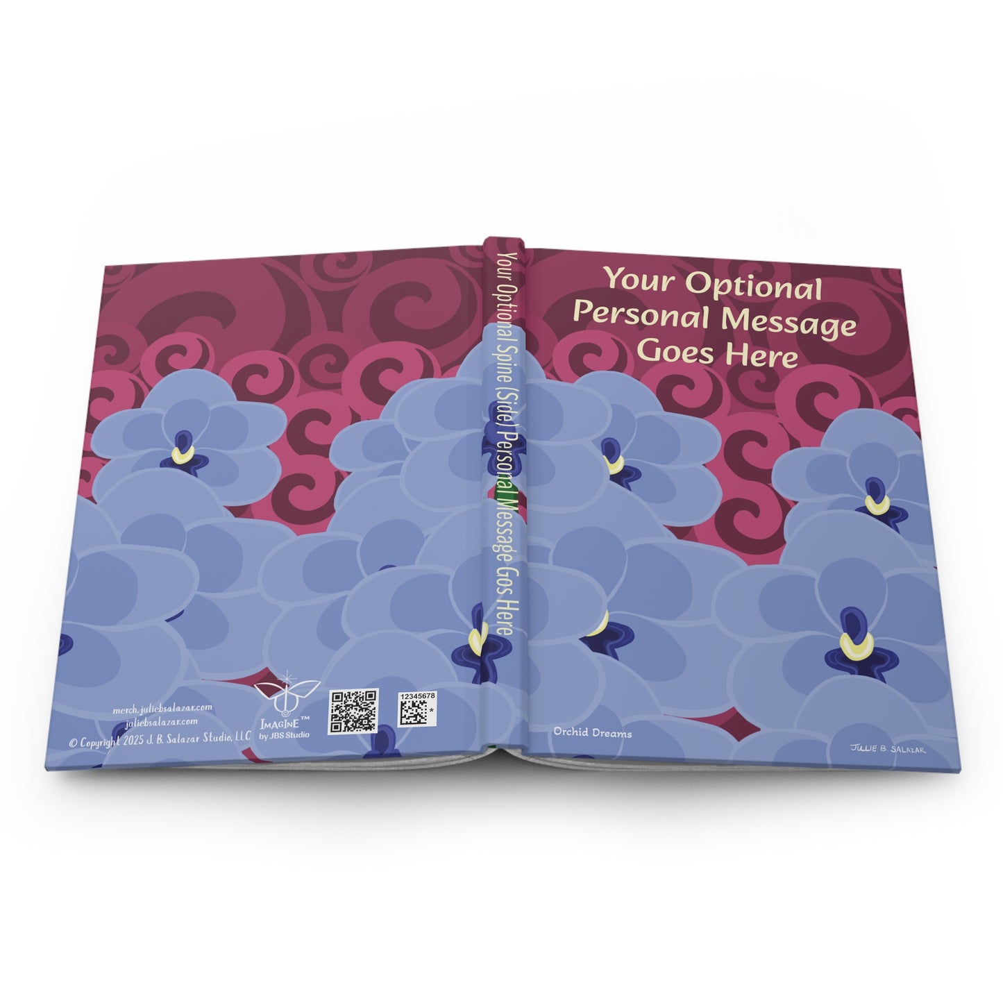 "Orchid Dreams”, IMAGINE™ Series Hand-Drawn Art Print, Hardcover Journal—Option to Personalize—Lined or Blank