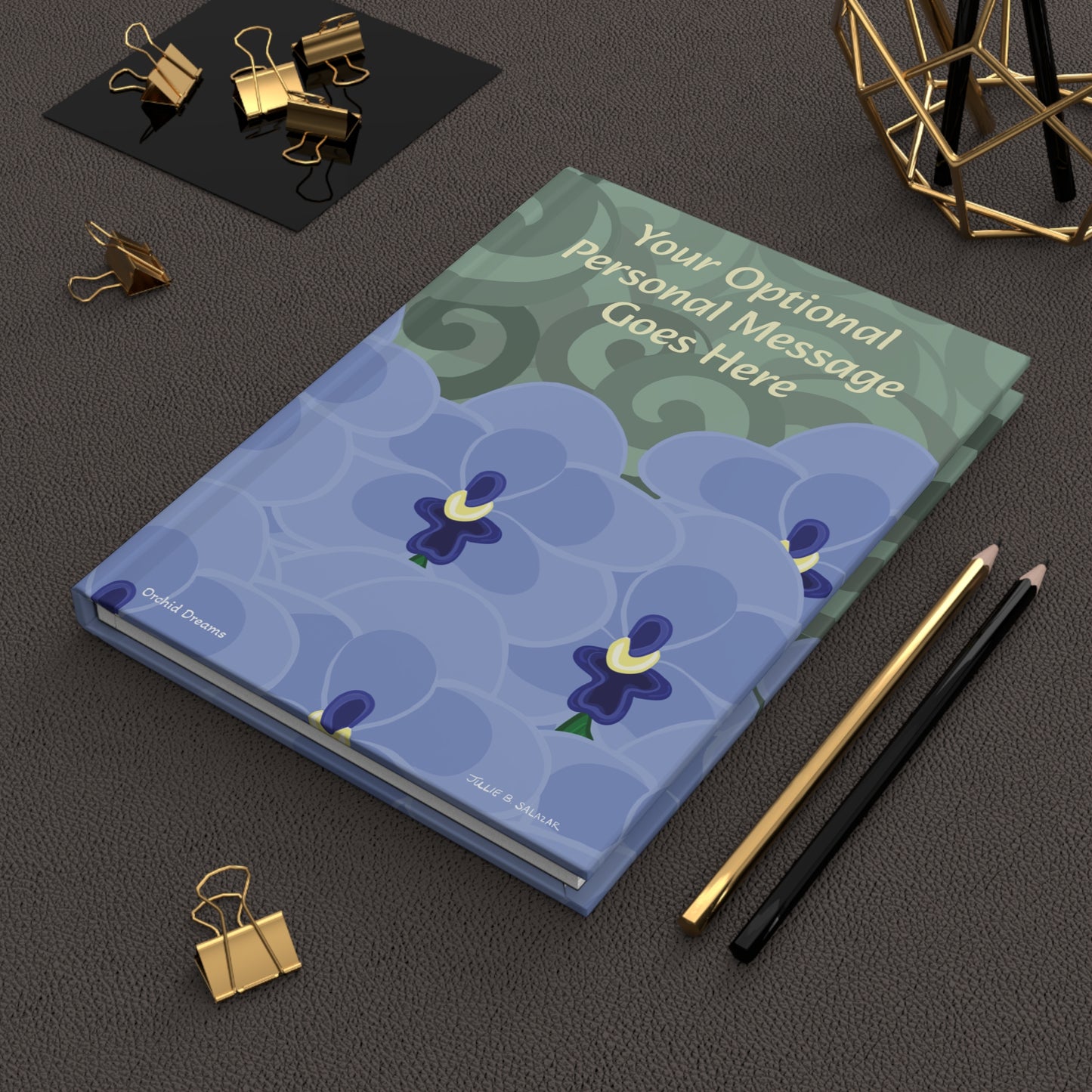 "Orchid Dreams”, IMAGINE™ Series Hand-Drawn Art Print, Hardcover Journal—Option to Personalize—Lined or Blank