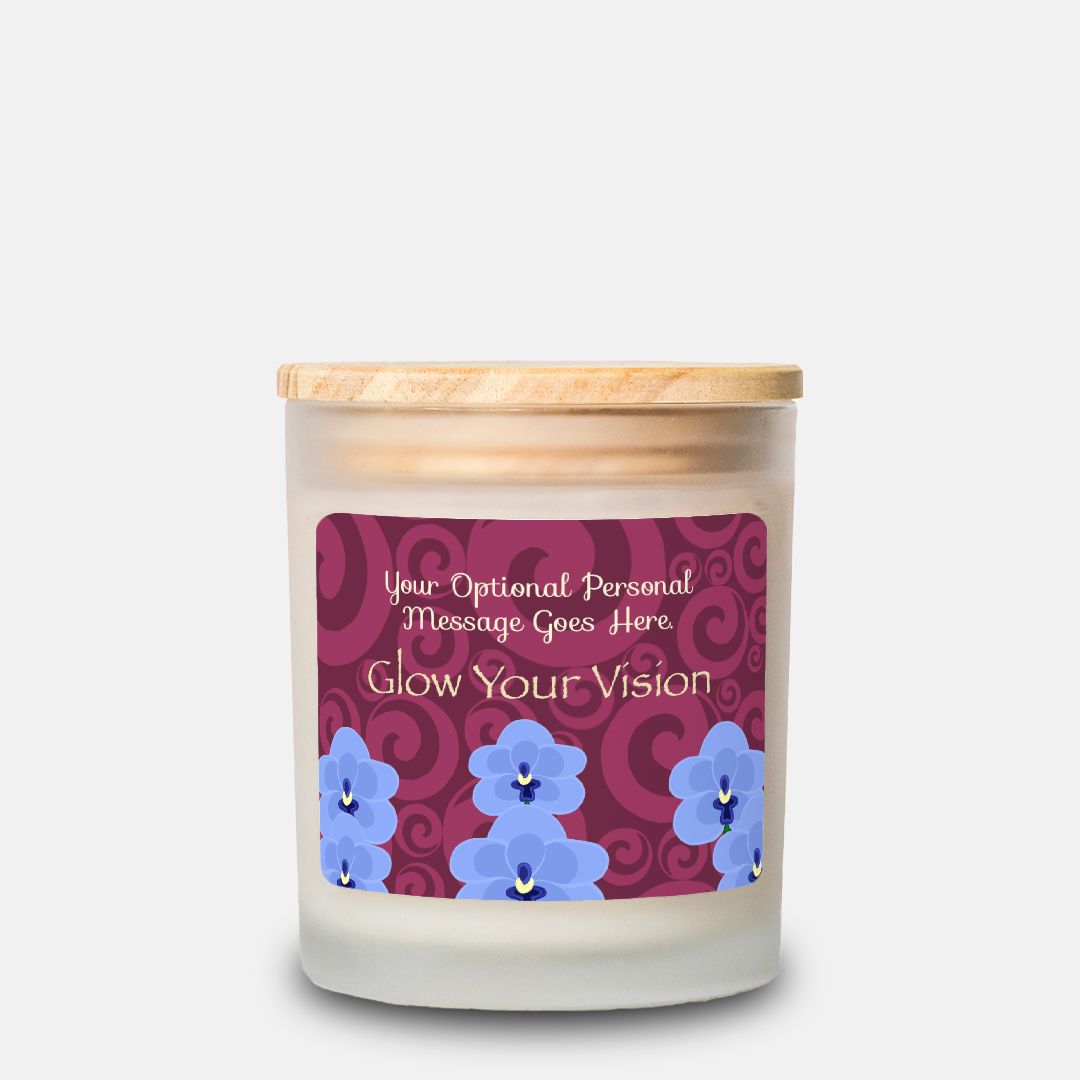 IMAGINE™ "Orchids and Spirals-Glow Your Vision" Candle, Frosted Glass (Hand Poured 11 oz—50-hour average burn)