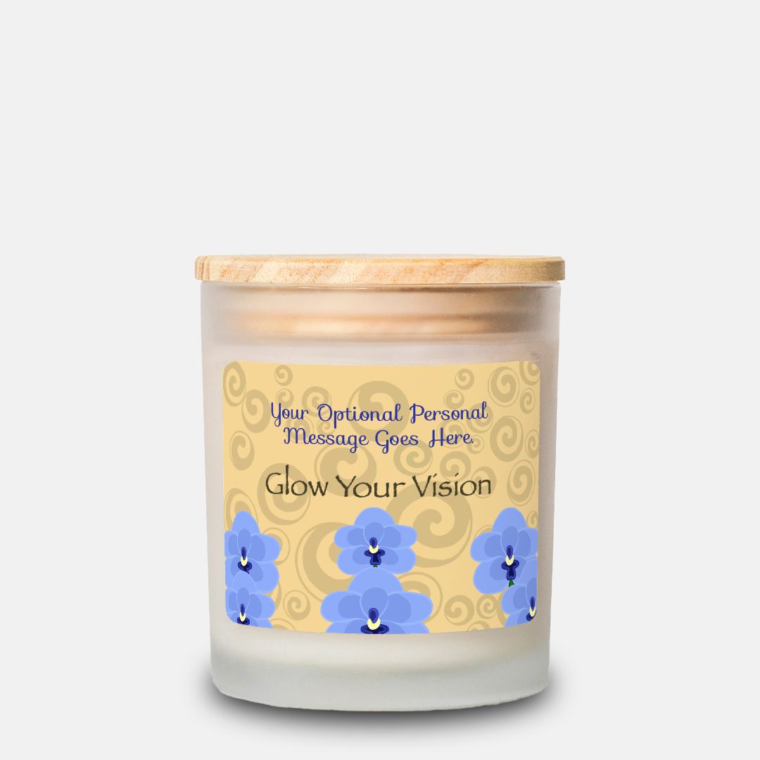 IMAGINE™ "Orchids and Spirals-Glow Your Vision" Candle, Frosted Glass (Hand Poured 11 oz—50-hour average burn)