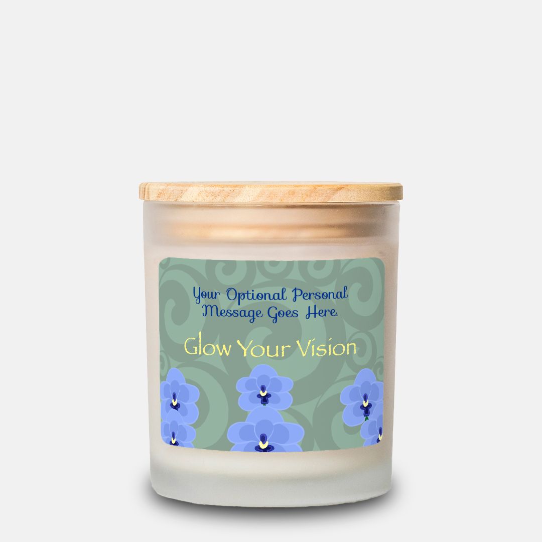 IMAGINE™ "Orchids and Spirals-Glow Your Vision" Candle, Frosted Glass (Hand Poured 11 oz—50-hour average burn)