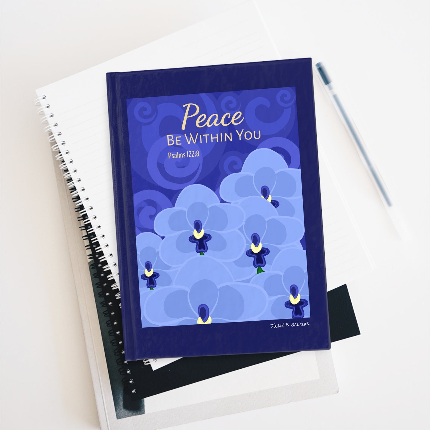 “Peace Be Within You”, IMAGINE™ Series Hand-Drawn Orchid Art Print, Hardcover Journal—Lined or Blank