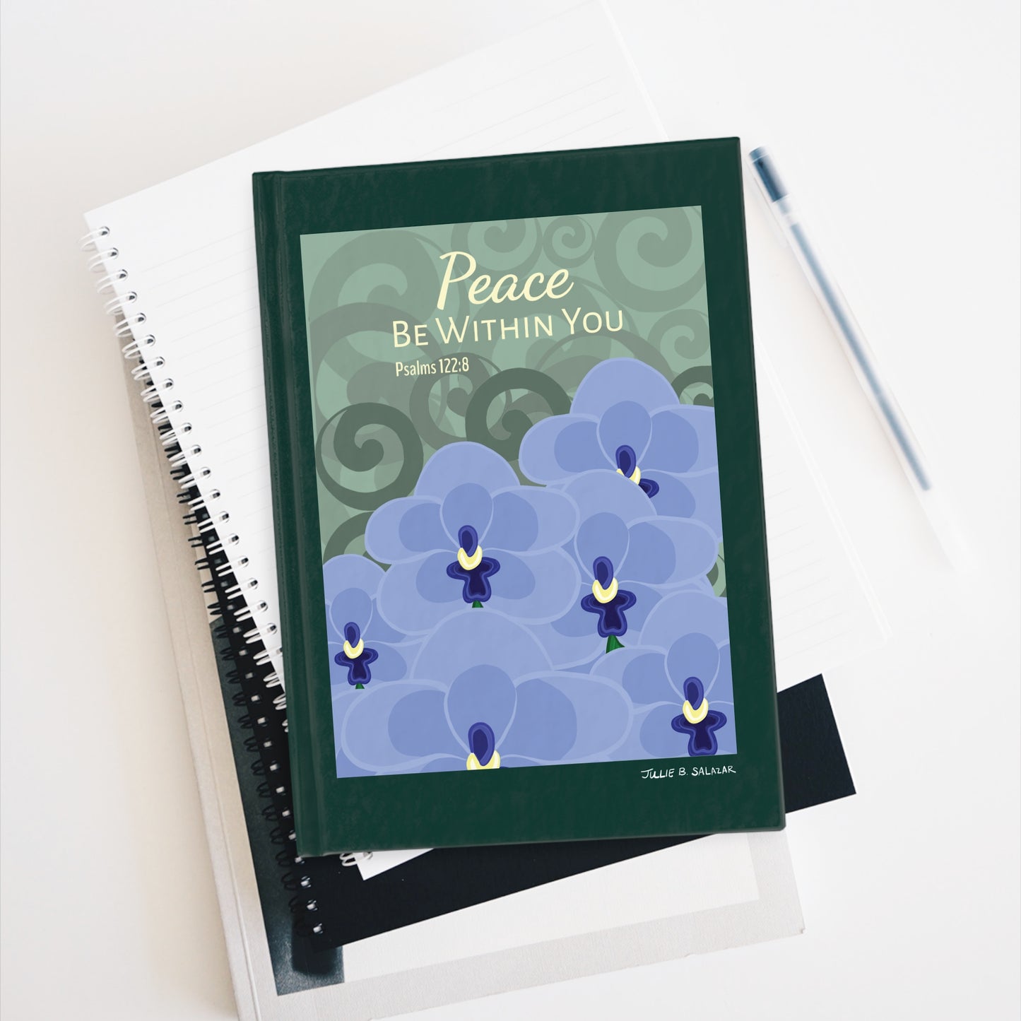 “Peace Be Within You”, IMAGINE™ Series Hand-Drawn Orchid Art Print, Hardcover Journal—Lined or Blank