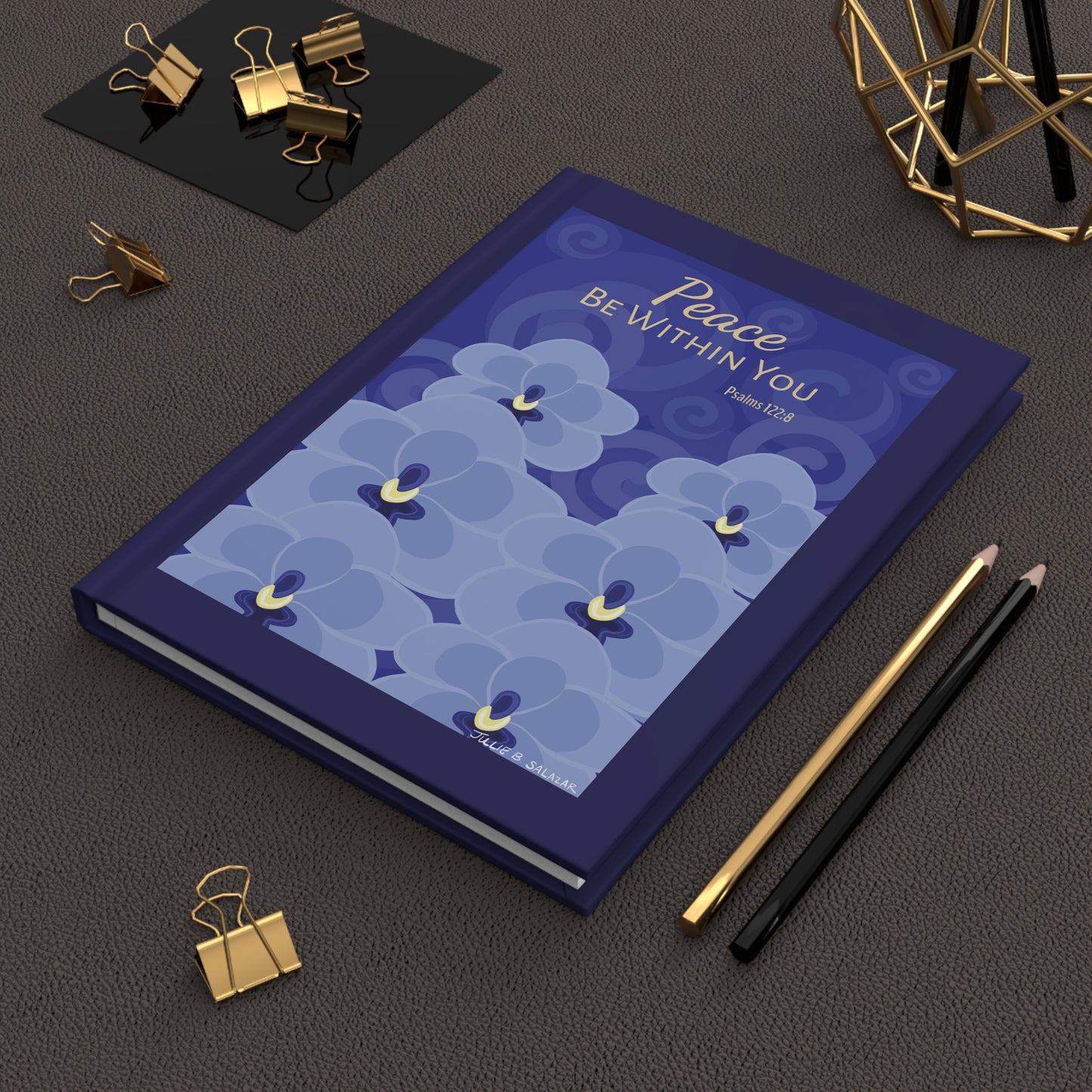 “Peace Be Within You”, IMAGINE™ Series Hand-Drawn Orchid Art Print, Hardcover Journal—Lined or Blank