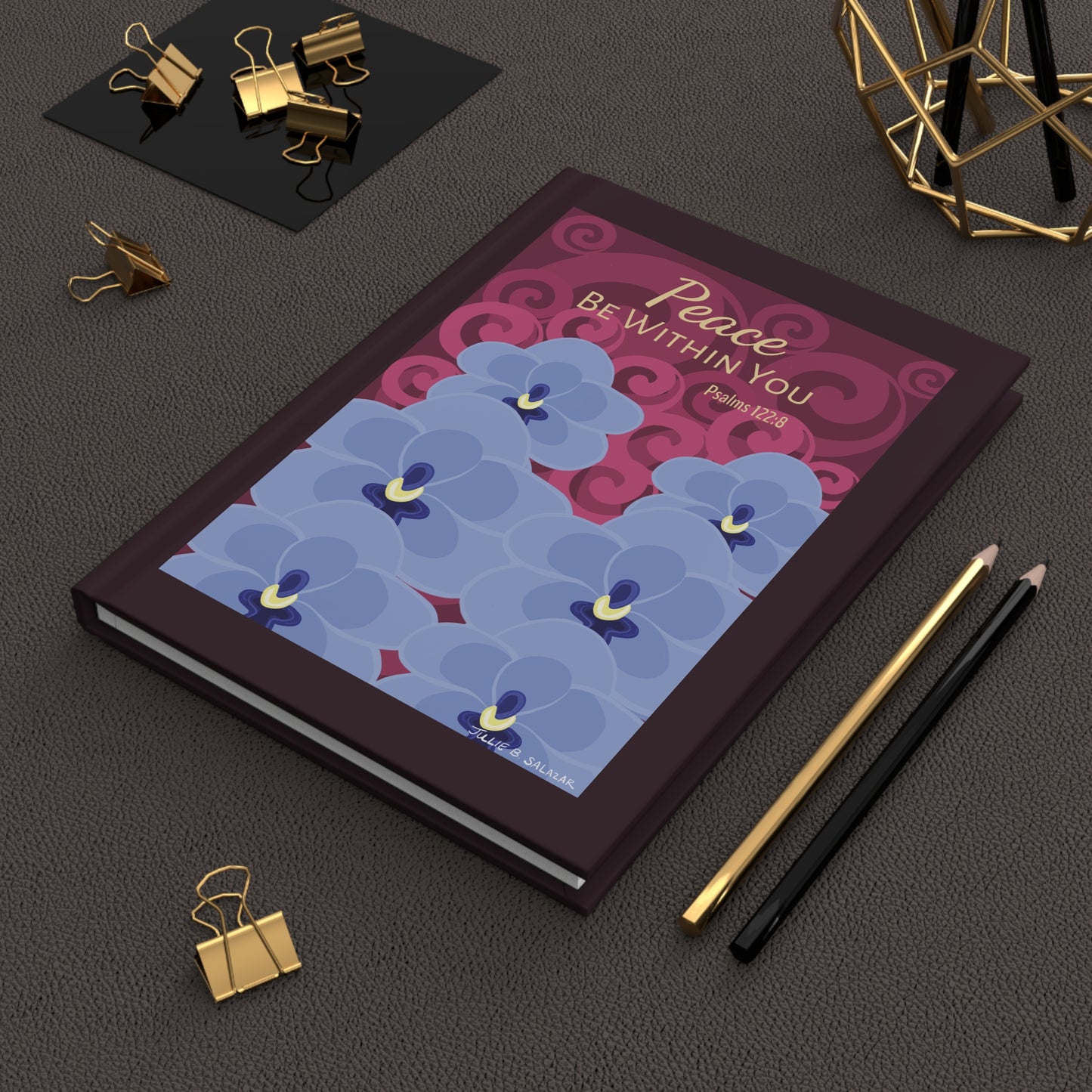 “Peace Be Within You”, IMAGINE™ Series Hand-Drawn Orchid Art Print, Hardcover Journal—Lined or Blank