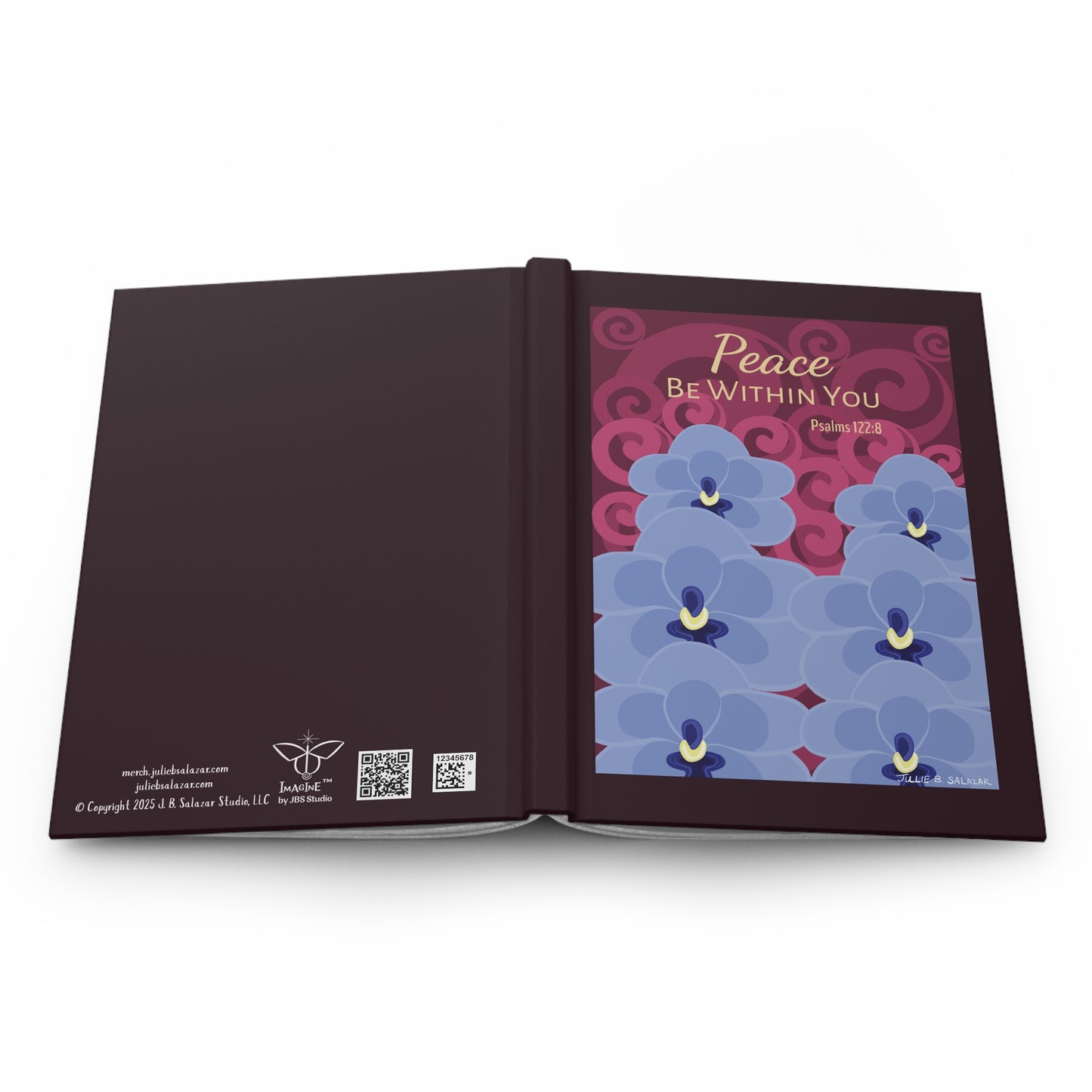 “Peace Be Within You”, IMAGINE™ Series Hand-Drawn Orchid Art Print, Hardcover Journal—Lined or Blank