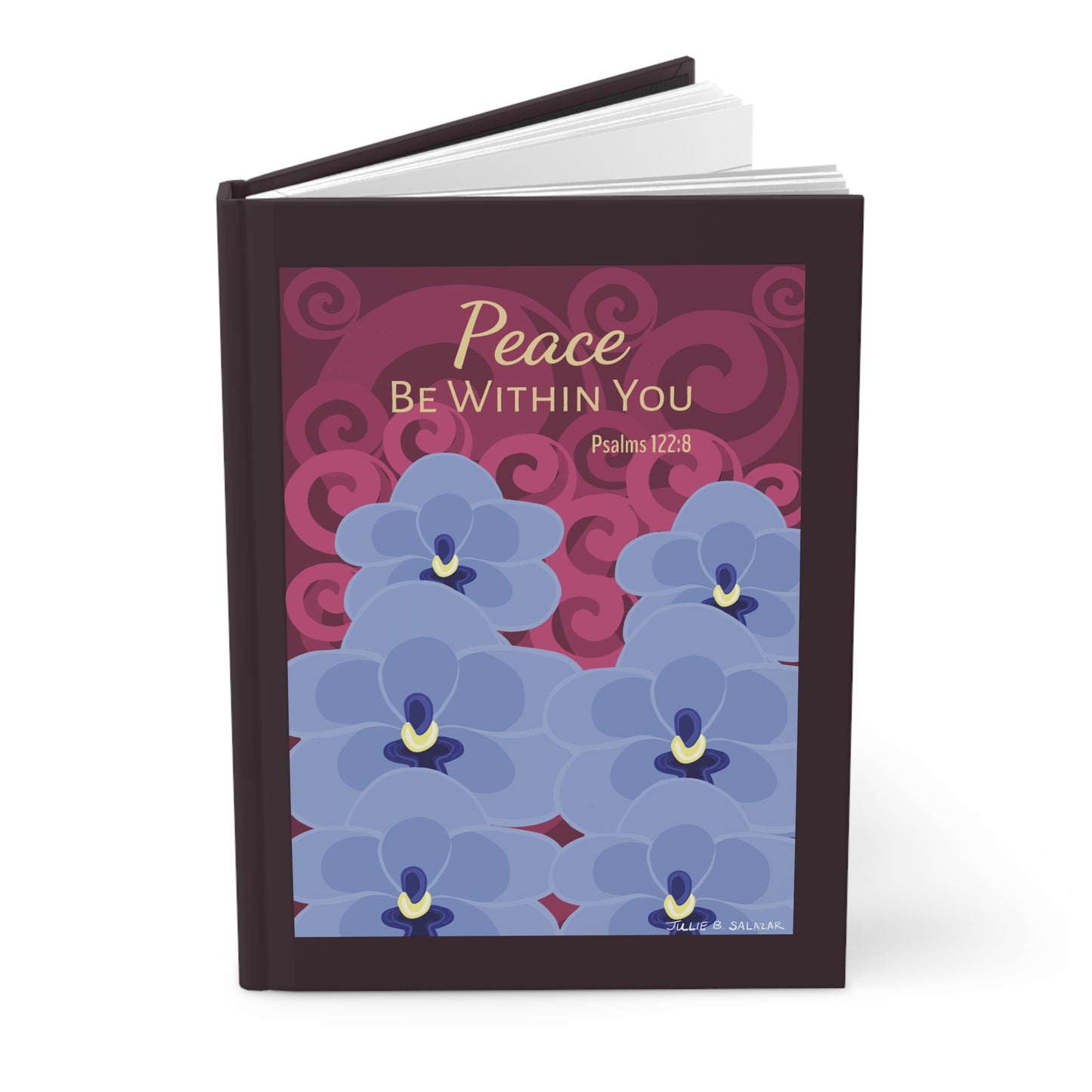 “Peace Be Within You”, IMAGINE™ Series Hand-Drawn Orchid Art Print, Hardcover Journal—Lined or Blank