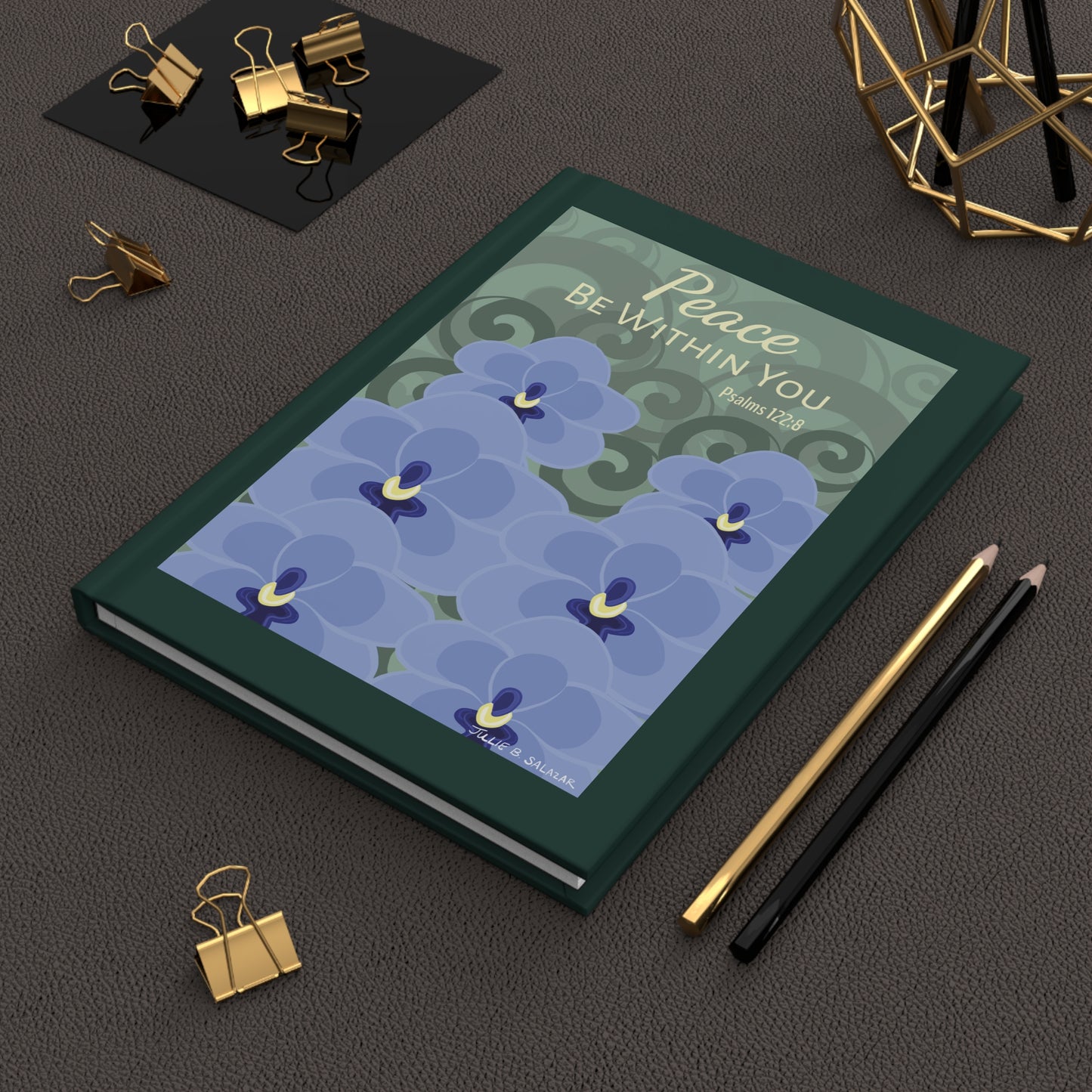 “Peace Be Within You”, IMAGINE™ Series Hand-Drawn Orchid Art Print, Hardcover Journal—Lined or Blank