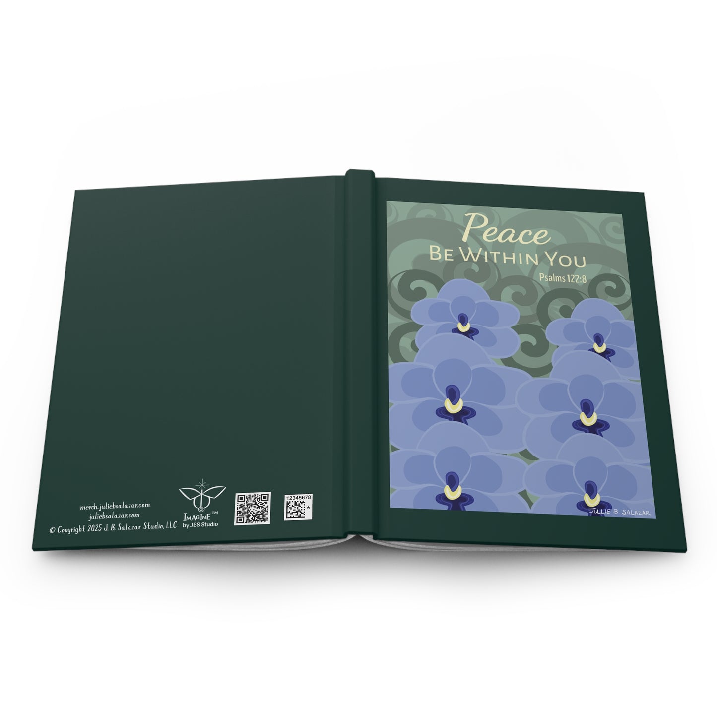 “Peace Be Within You”, IMAGINE™ Series Hand-Drawn Orchid Art Print, Hardcover Journal—Lined or Blank