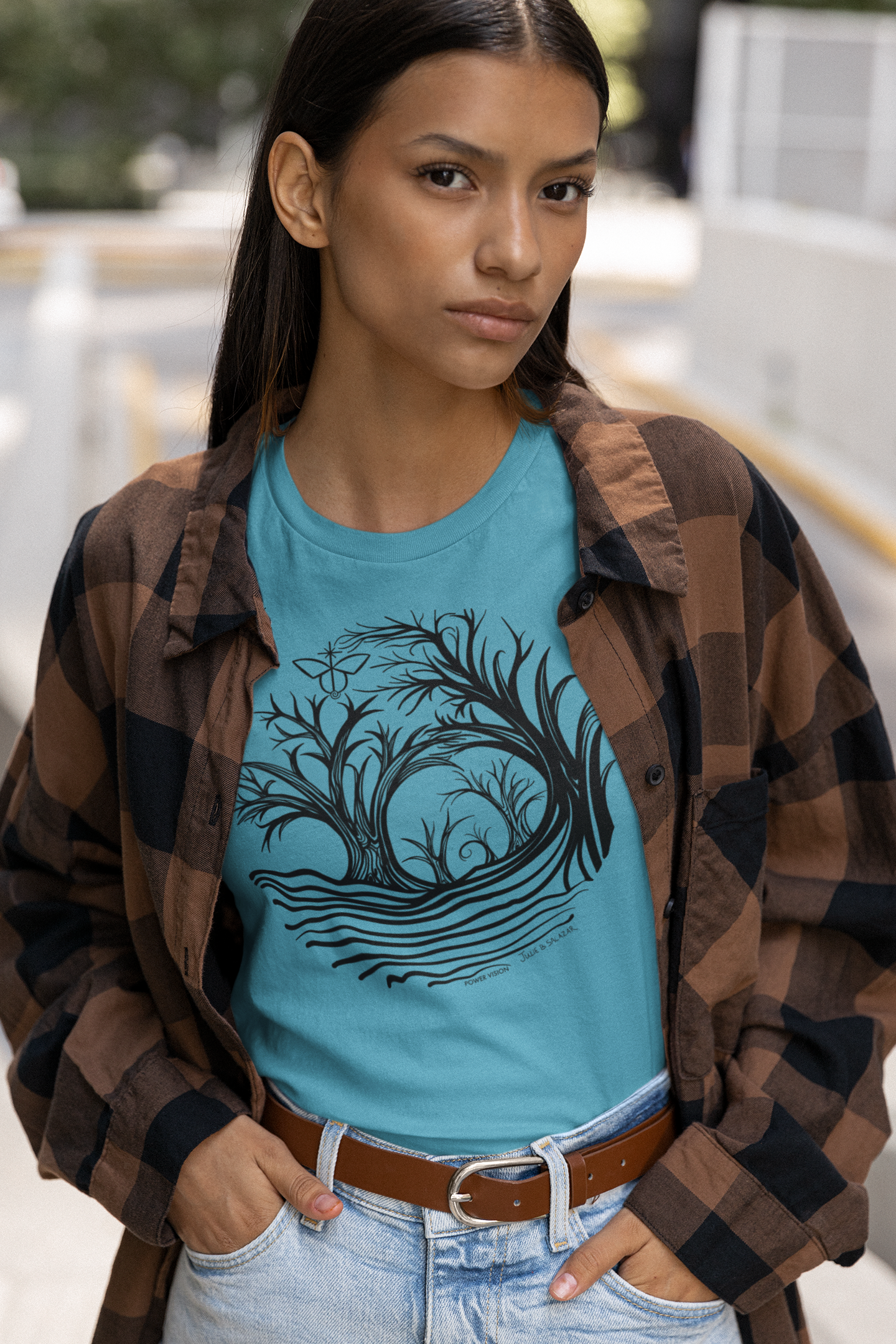 "Power Vision", IMAGINE™ Series, Hand-Drawn Butterfly Art Print, Bella+Canvas 3001 Unisex Jersey Short Sleeve Tee