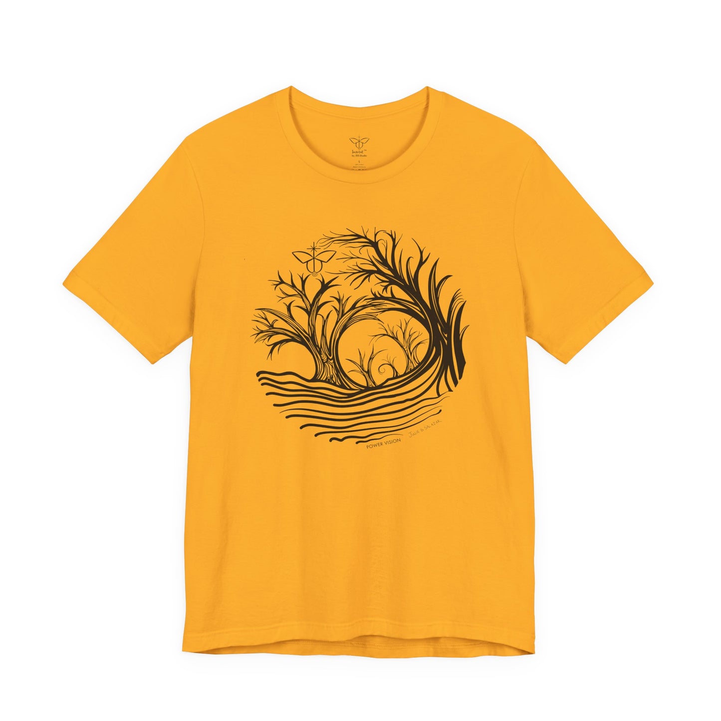 "Power Vision", IMAGINE™ Series, Hand-Drawn Butterfly Art Print, Bella+Canvas 3001 Unisex Jersey Short Sleeve Tee