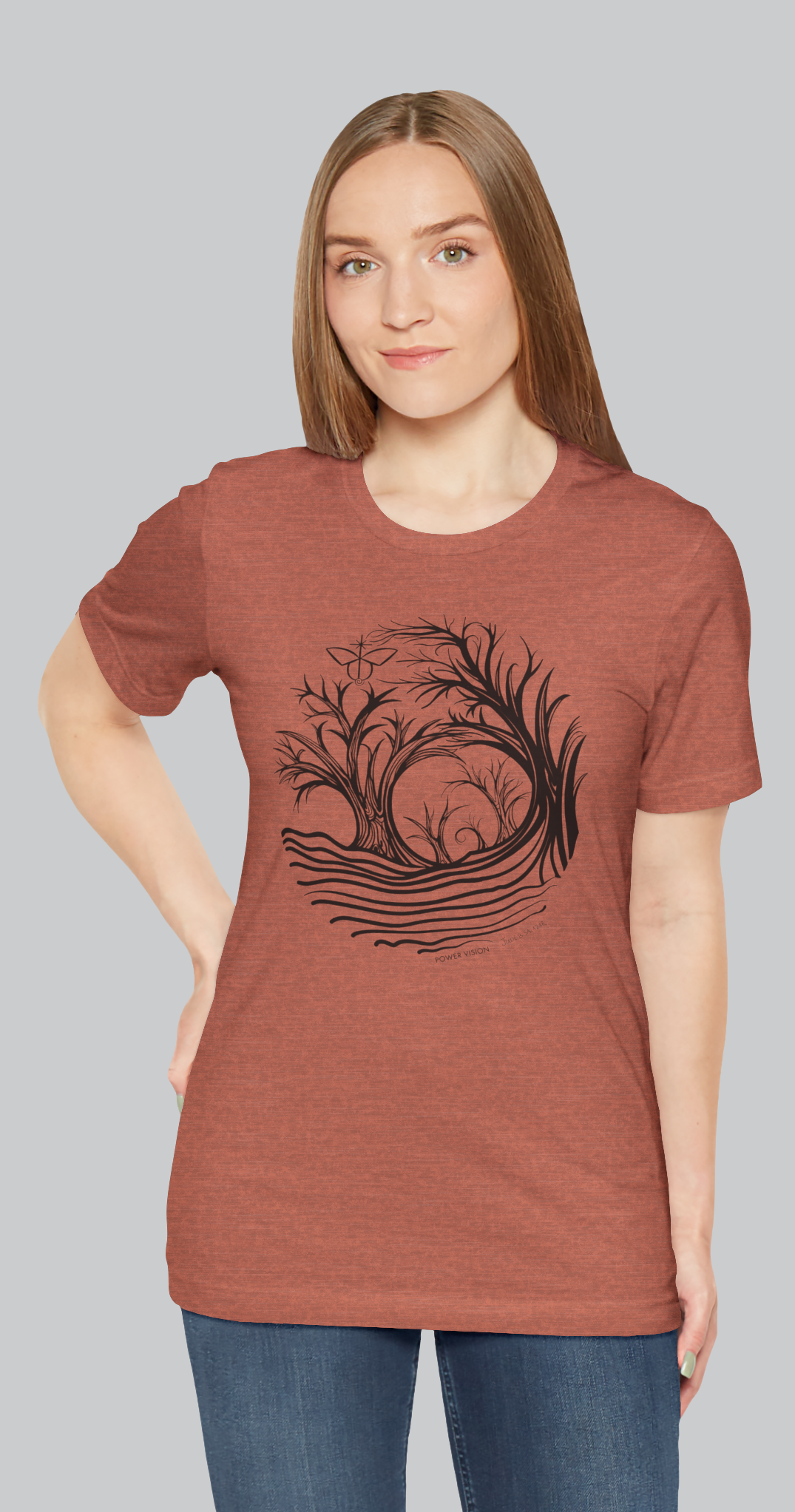 "Power Vision", IMAGINE™ Series, Hand-Drawn Butterfly Art Print, Bella+Canvas 3001 Unisex Jersey Short Sleeve Tee