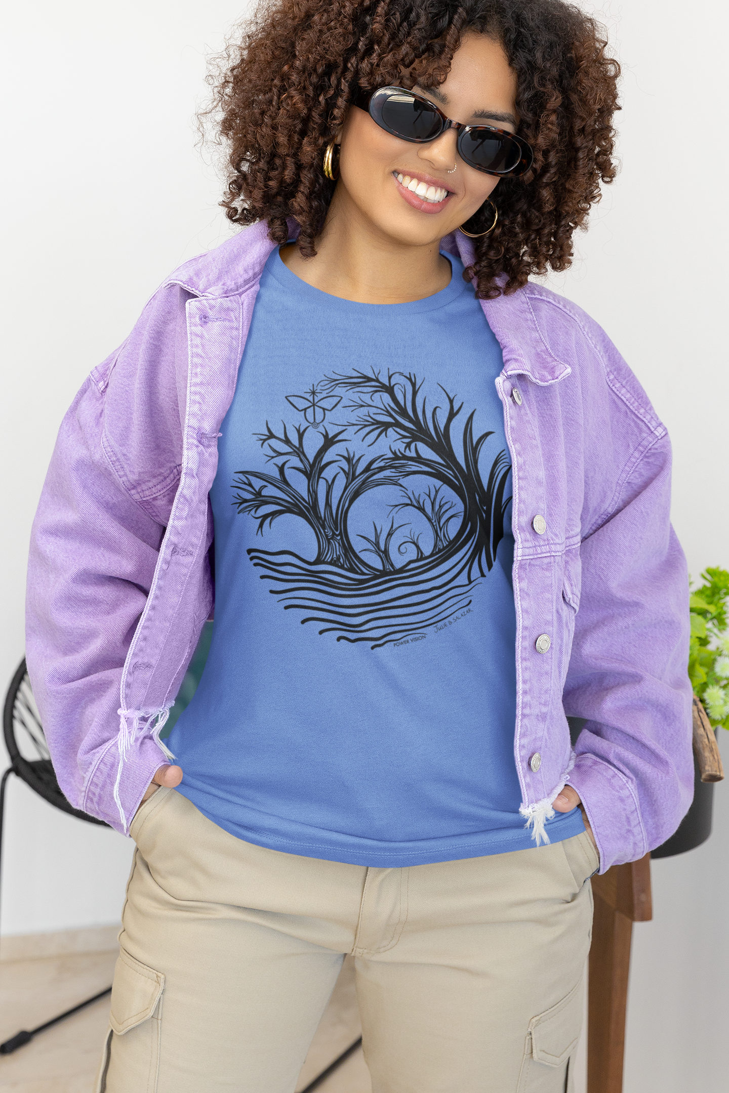 "Power Vision", IMAGINE™ Series, Hand-Drawn Butterfly Art Print, Bella+Canvas 3001 Unisex Jersey Short Sleeve Tee