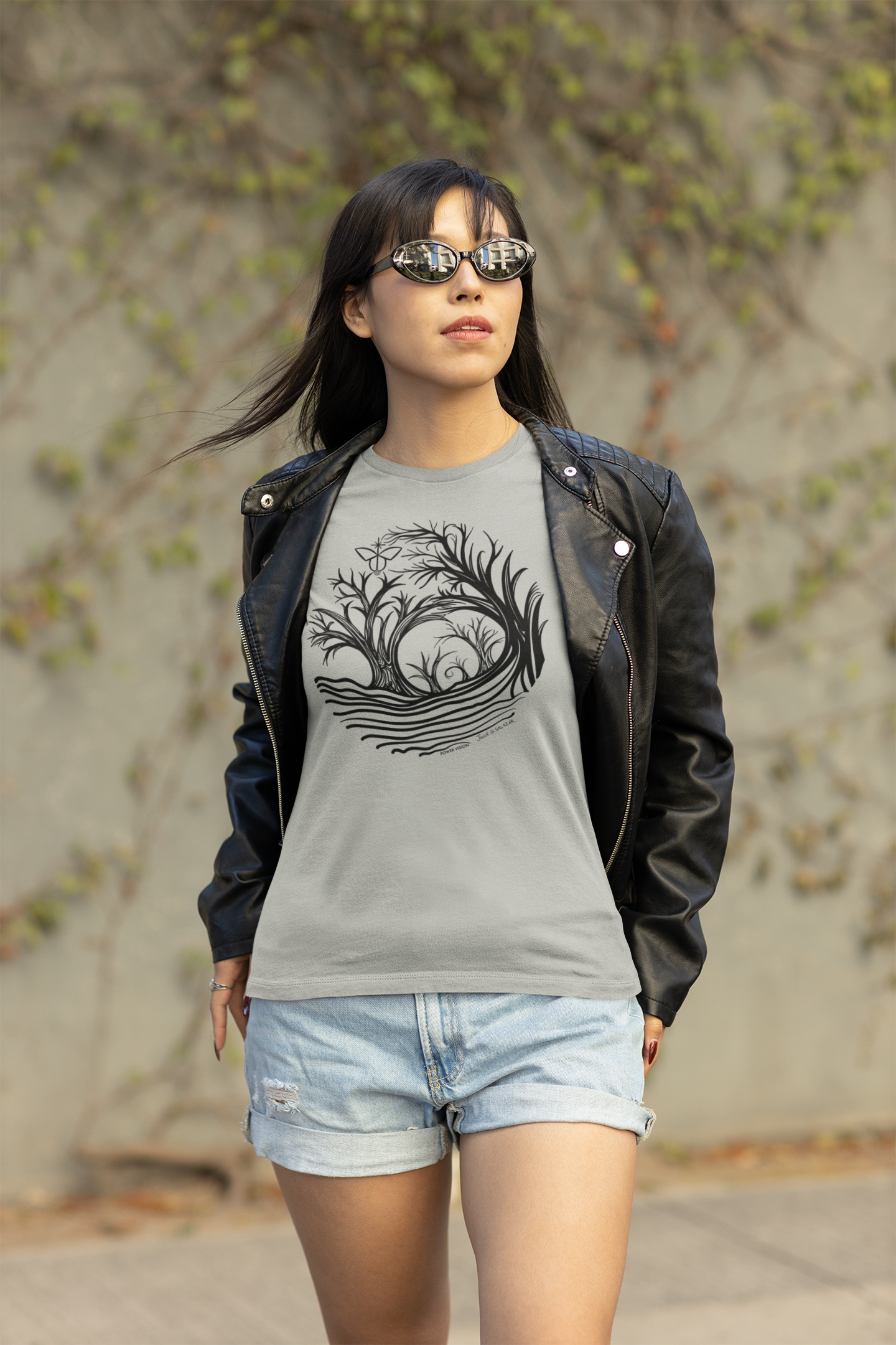 "Power Vision", IMAGINE™ Series, Hand-Drawn Butterfly Art Print, Bella+Canvas 3001 Unisex Jersey Short Sleeve Tee