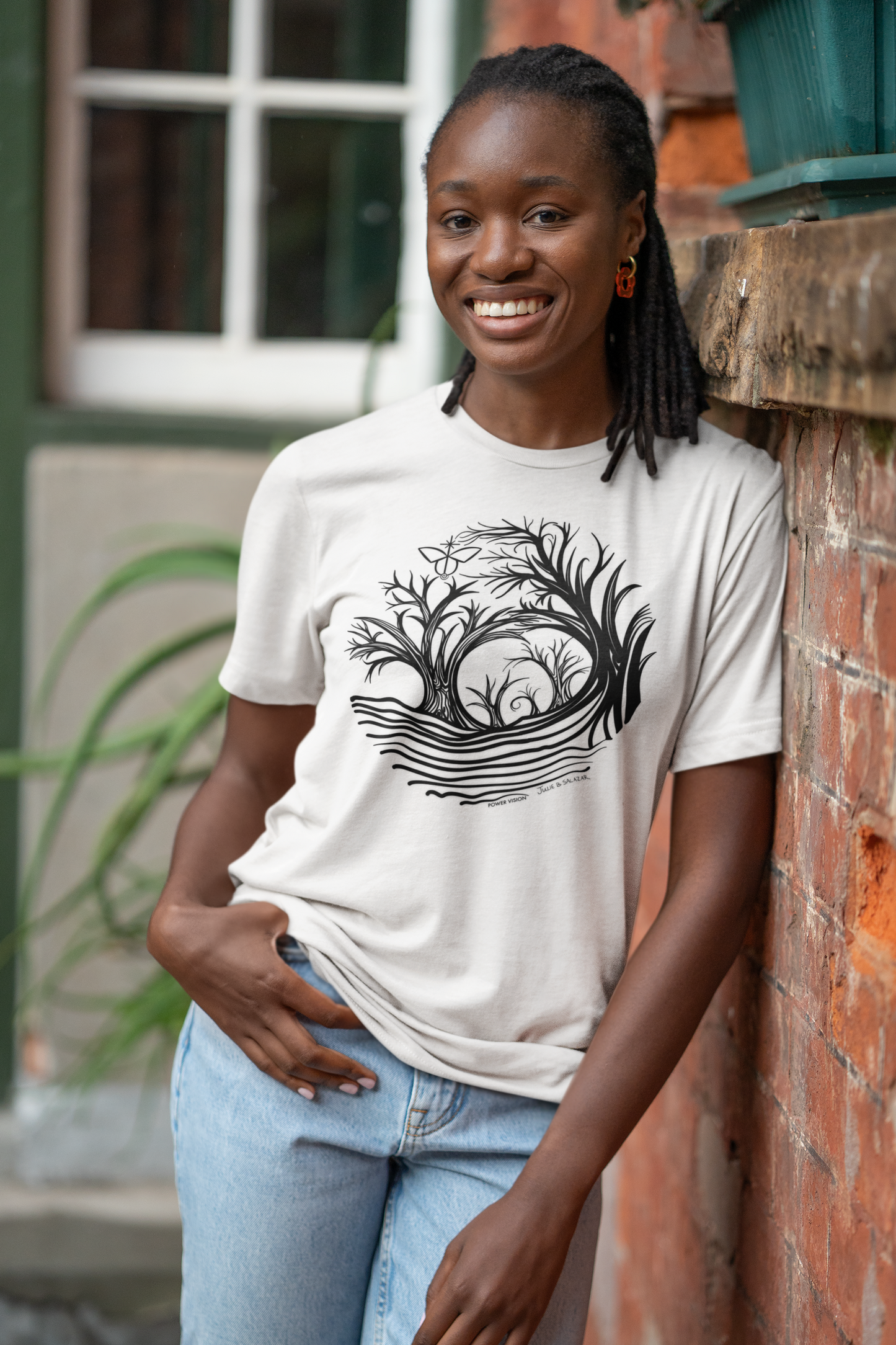 "Power Vision", IMAGINE™ Series, Hand-Drawn Butterfly Art Print, Bella+Canvas 3001 Unisex Jersey Short Sleeve Tee