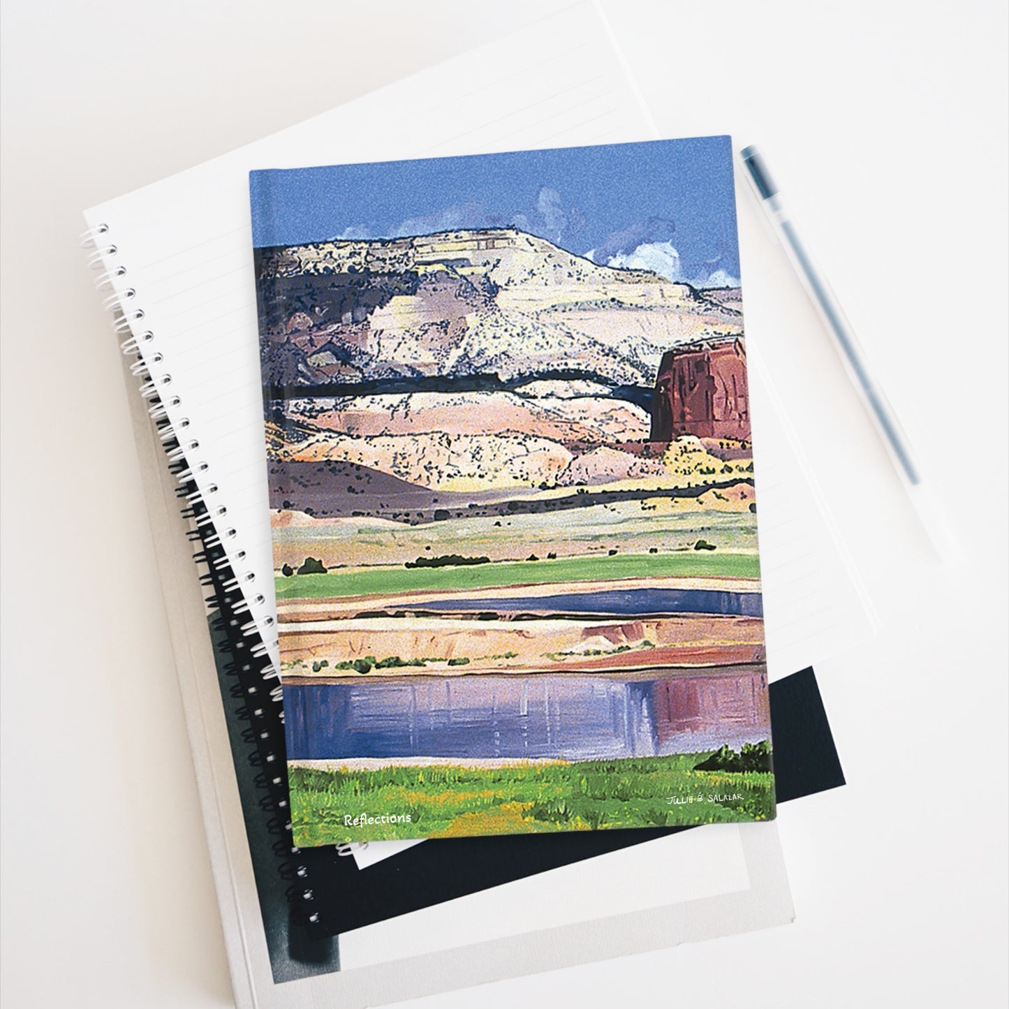 "Reflections", Southwest Landscape, Oil on Canvas Art Print, Hardcover Journal—Lined or Blank