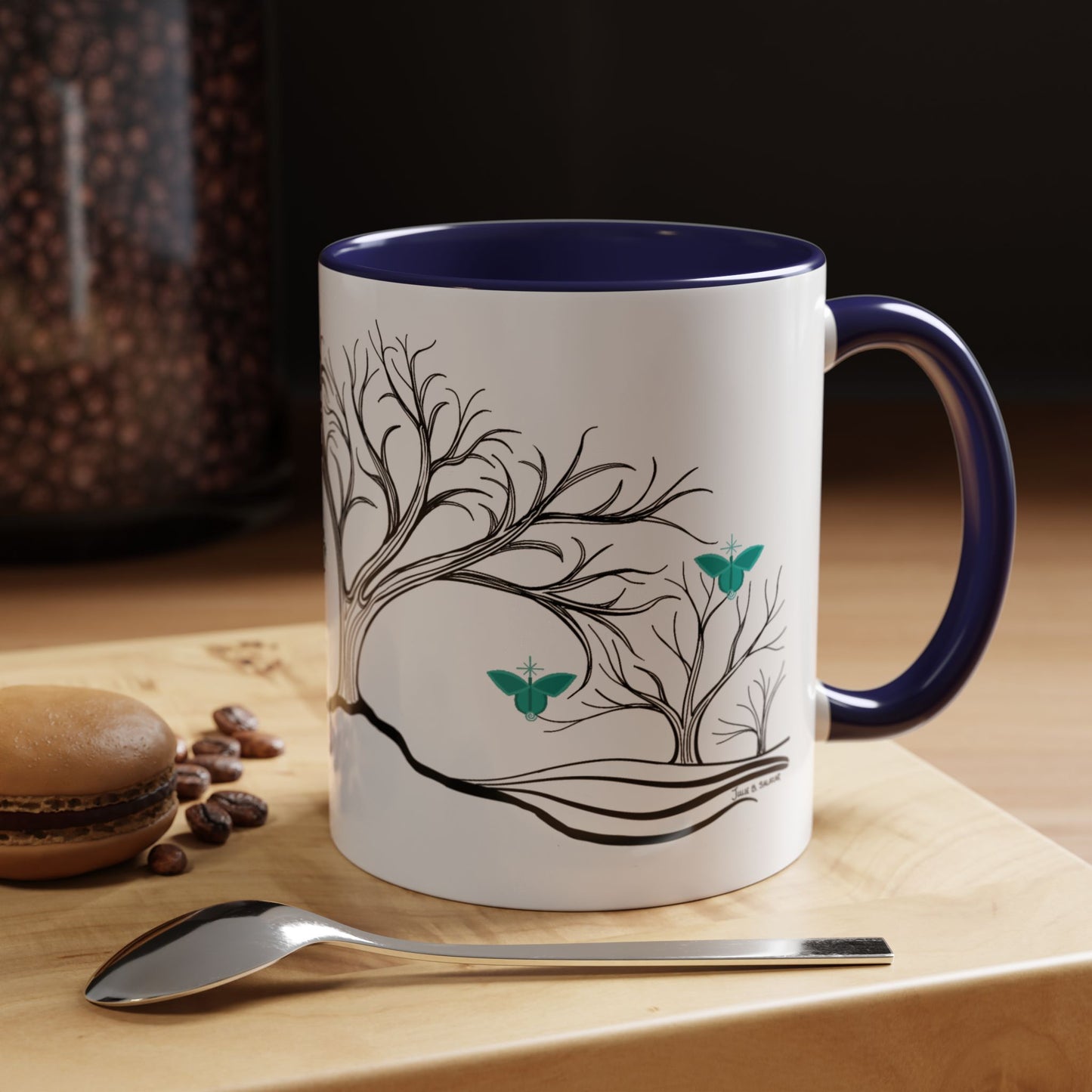 "Refreshing", IMAGINE™ Series, Hand-Drawn Art Print, White Ceramic Accent Mug—5 of 7 Butterfly Graces Collection—15 oz or 11 oz