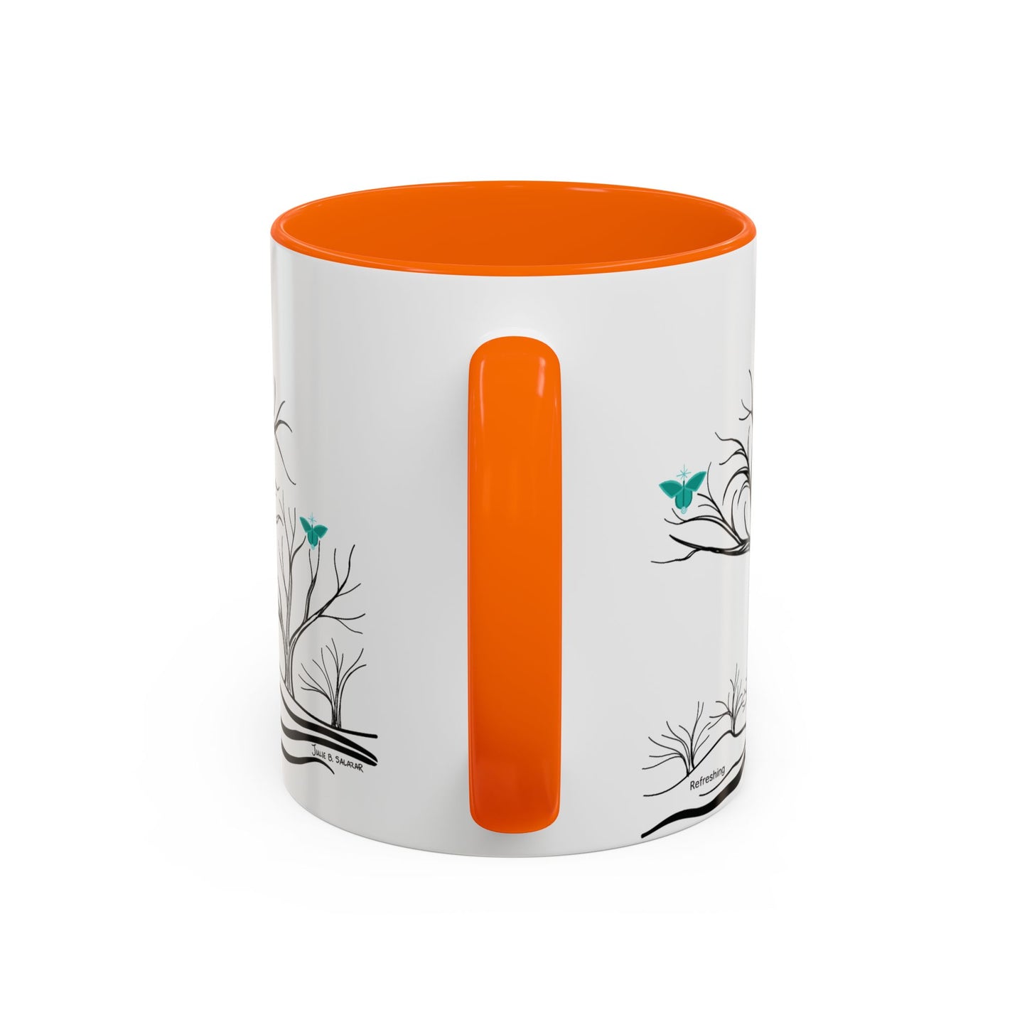 "Refreshing", IMAGINE™ Series, Hand-Drawn Art Print, White Ceramic Accent Mug—5 of 7 Butterfly Graces Collection—15 oz or 11 oz