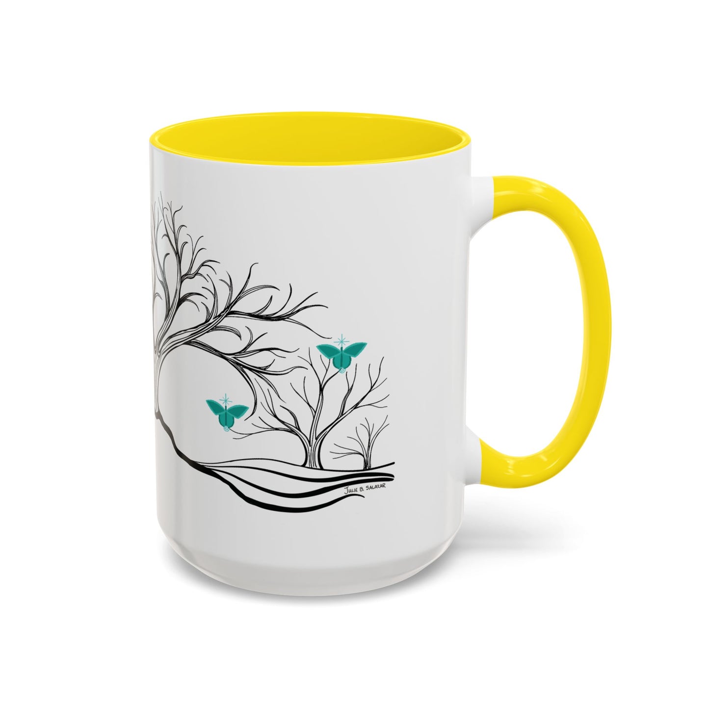 "Refreshing", IMAGINE™ Series, Hand-Drawn Art Print, White Ceramic Accent Mug—5 of 7 Butterfly Graces Collection—15 oz or 11 oz