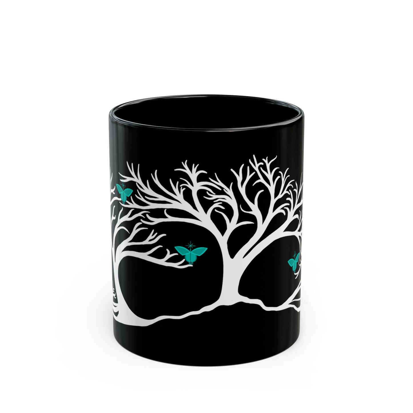 "Refreshing", IMAGINE™ Series, Hand-Drawn Art Print, Black Ceramic Mug—5 of 7 Butterfly Graces Collection—15 oz or 11 oz