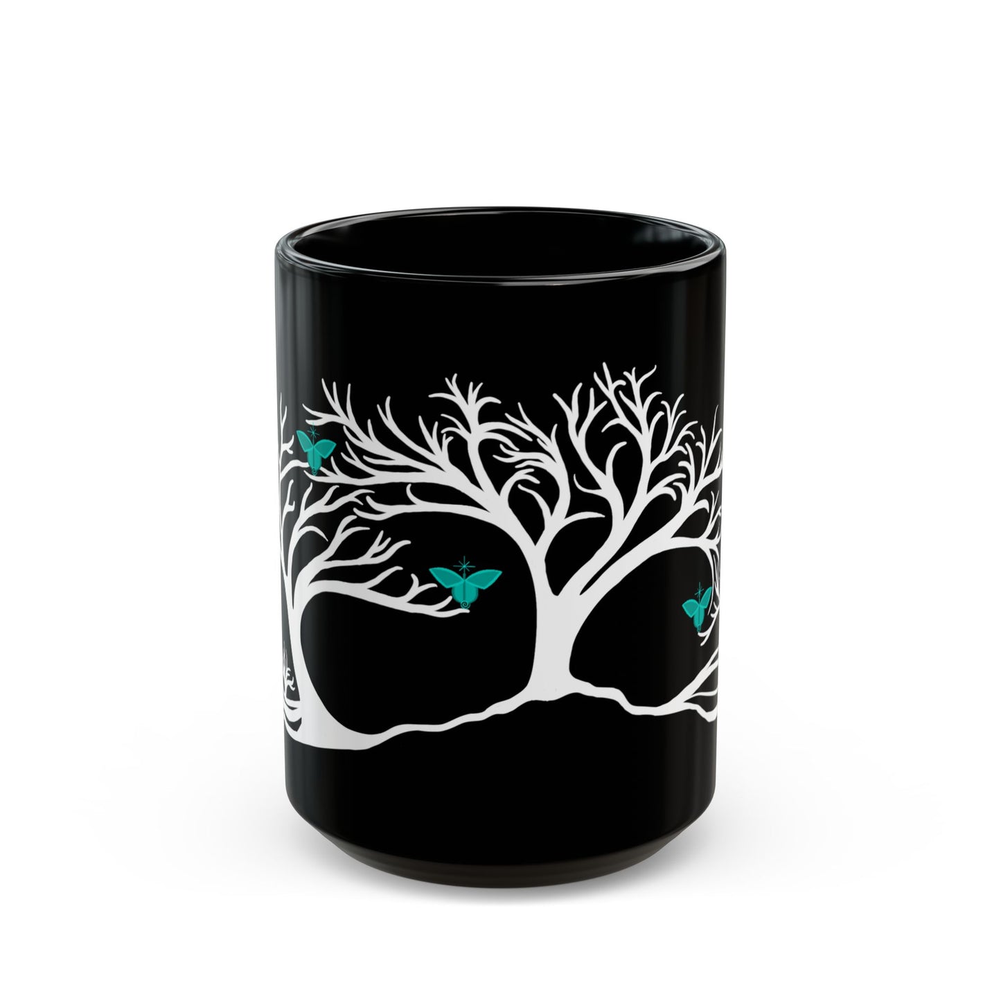 "Refreshing", IMAGINE™ Series, Hand-Drawn Art Print, Black Ceramic Mug—5 of 7 Butterfly Graces Collection—15 oz or 11 oz
