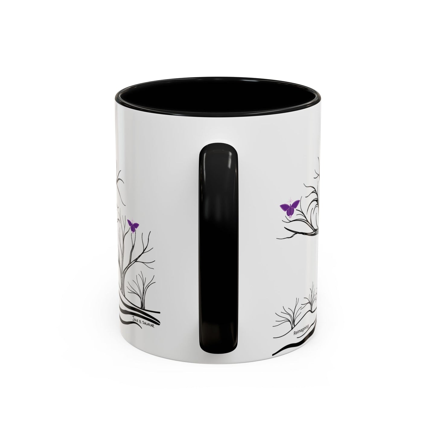 "Reimagining", IMAGINE™ Series, Hand-Drawn Art Print, White Ceramic Accent Mug—7 of 7 Butterfly Graces Collection—15 oz or 11 oz