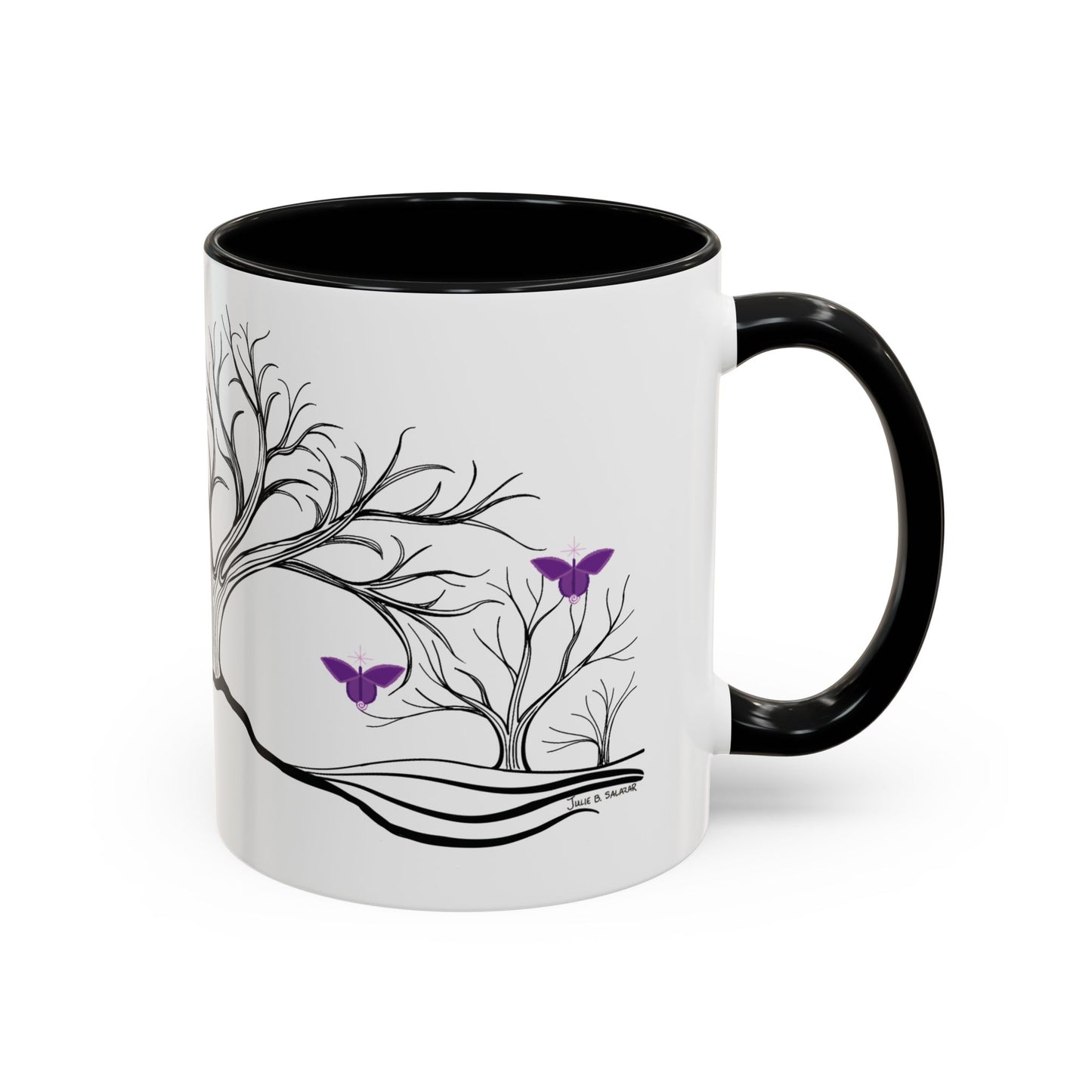 "Reimagining", IMAGINE™ Series, Hand-Drawn Art Print, White Ceramic Accent Mug—7 of 7 Butterfly Graces Collection—15 oz or 11 oz