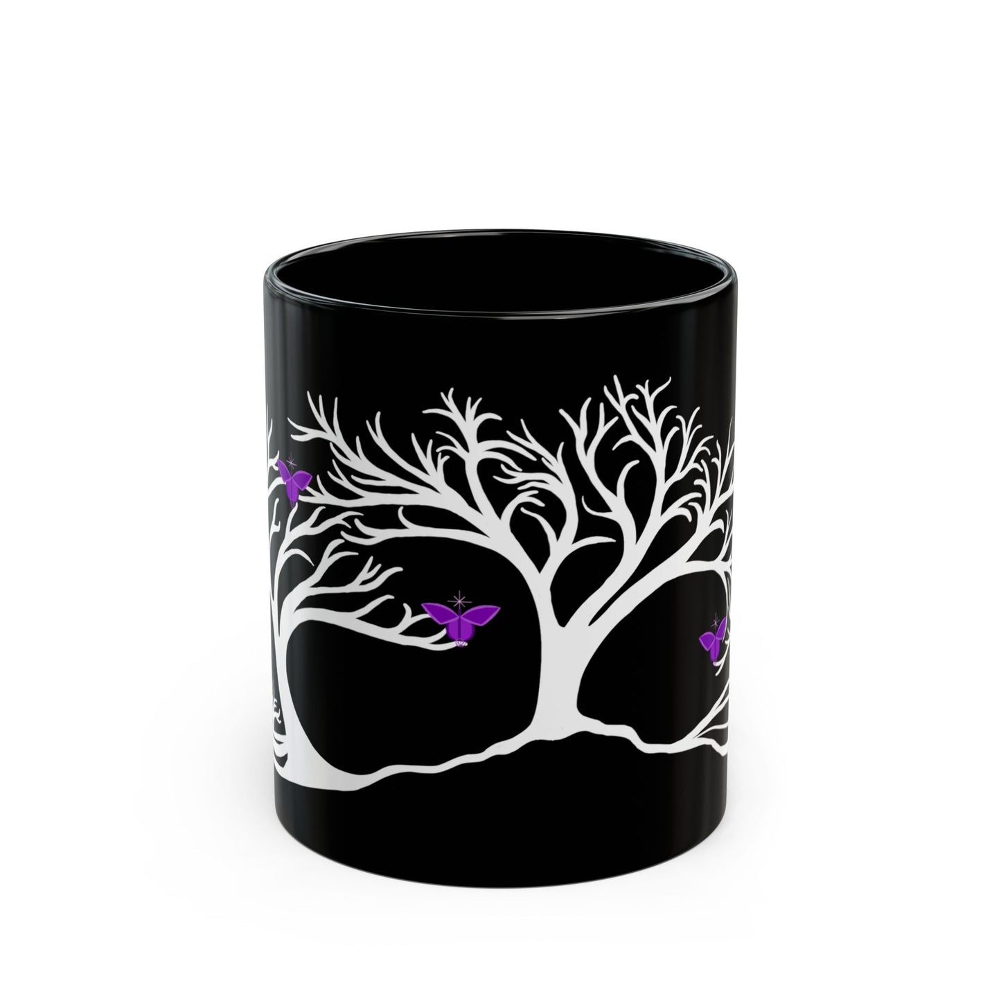 "Reimagining", IMAGINE™ Series, Hand-Drawn Art Print, Black Ceramic Mug—7 of 7 Butterfly Graces Collection—15 oz or 11 oz
