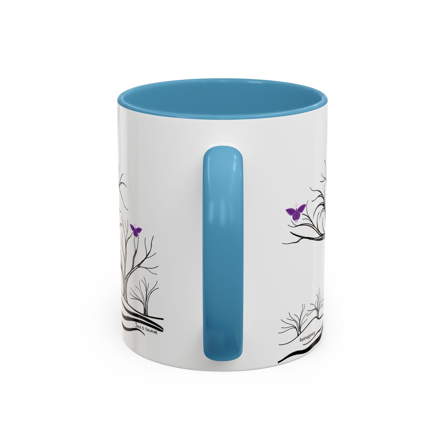 "Reimagining", IMAGINE™ Series, Hand-Drawn Art Print, White Ceramic Accent Mug—7 of 7 Butterfly Graces Collection—15 oz or 11 oz