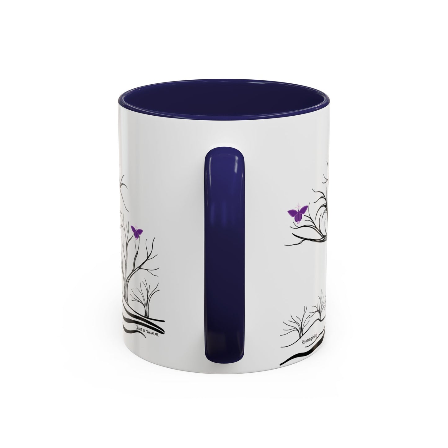 "Reimagining", IMAGINE™ Series, Hand-Drawn Art Print, White Ceramic Accent Mug—7 of 7 Butterfly Graces Collection—15 oz or 11 oz