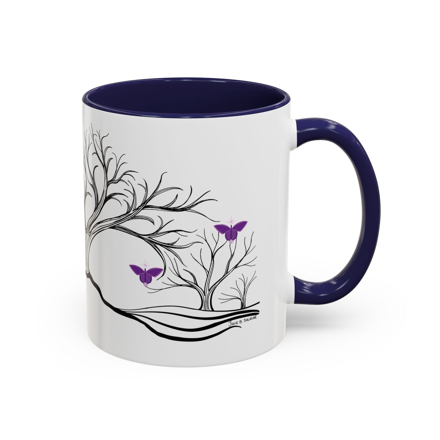 "Reimagining", IMAGINE™ Series, Hand-Drawn Art Print, White Ceramic Accent Mug—7 of 7 Butterfly Graces Collection—15 oz or 11 oz