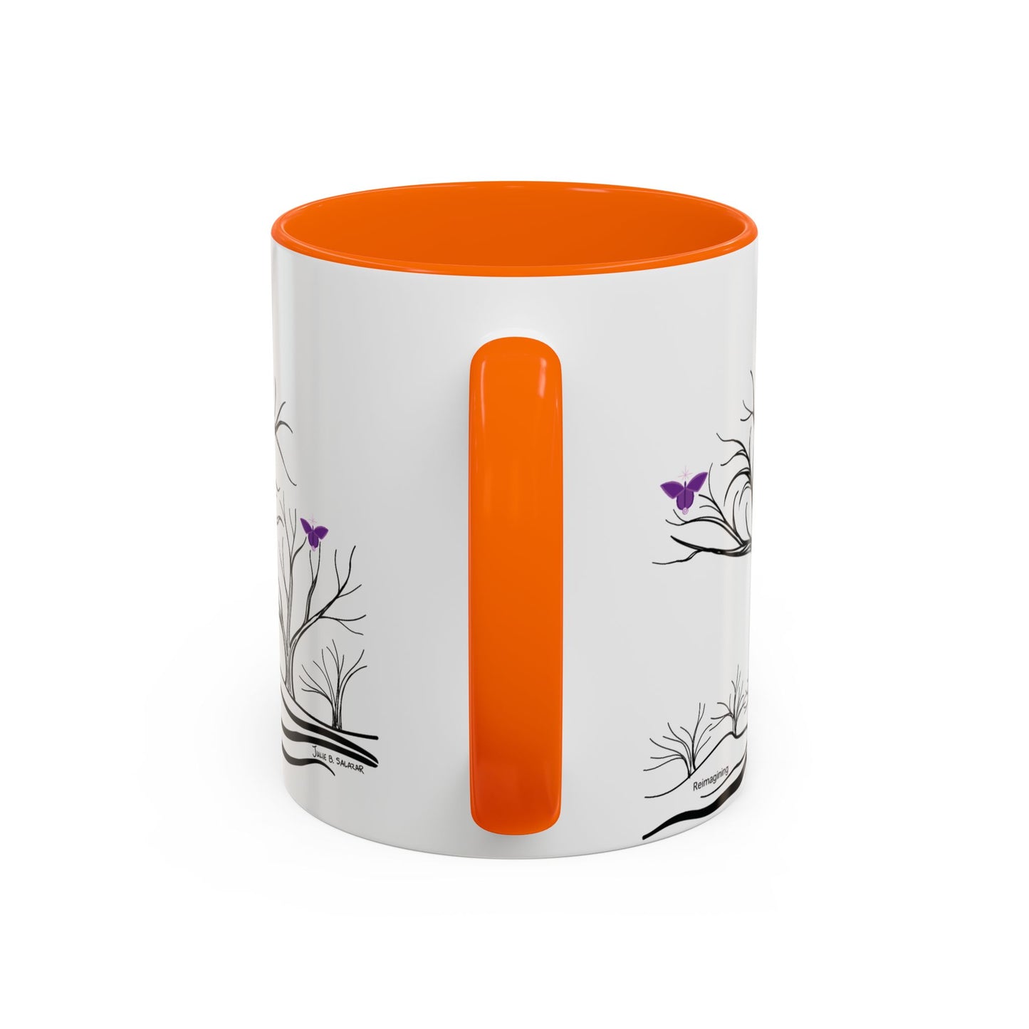 "Reimagining", IMAGINE™ Series, Hand-Drawn Art Print, White Ceramic Accent Mug—7 of 7 Butterfly Graces Collection—15 oz or 11 oz