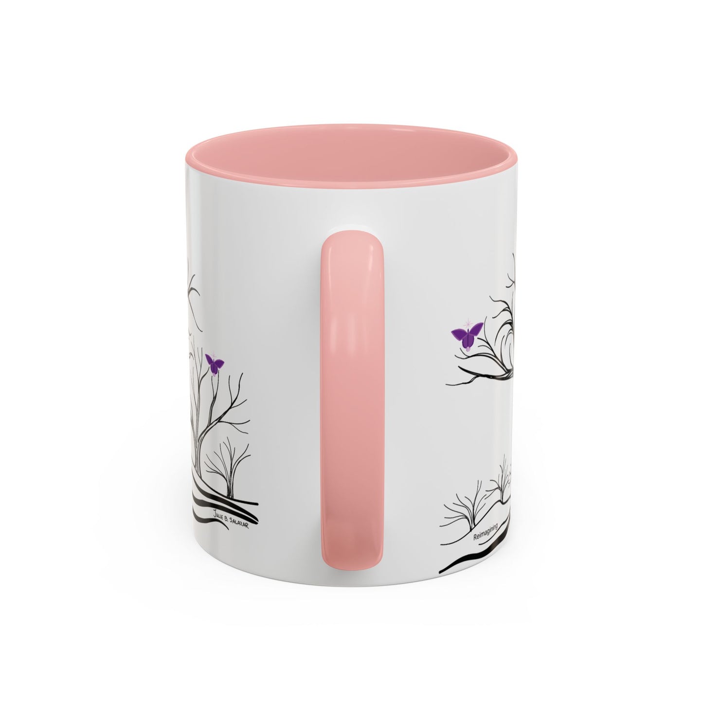 "Reimagining", IMAGINE™ Series, Hand-Drawn Art Print, White Ceramic Accent Mug—7 of 7 Butterfly Graces Collection—15 oz or 11 oz